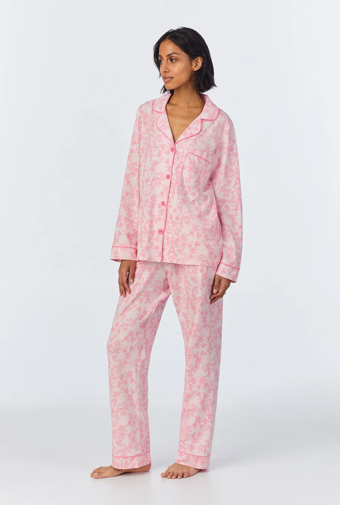 Parisian Toile Long Sleeve Classic Stretch Jersey PJ Set - Image 2