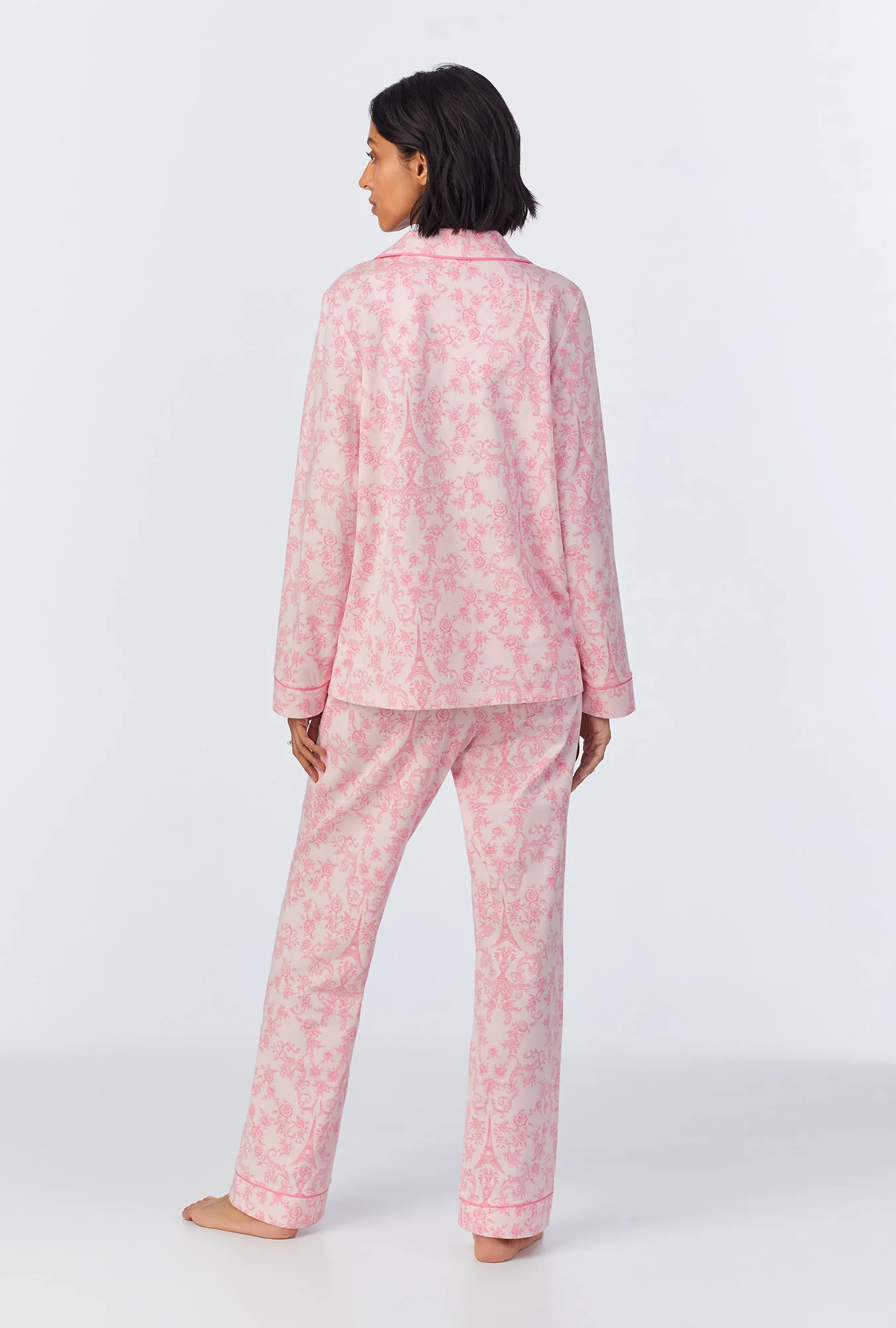 Parisian Toile Long Sleeve Classic Stretch Jersey PJ Set - Image 3