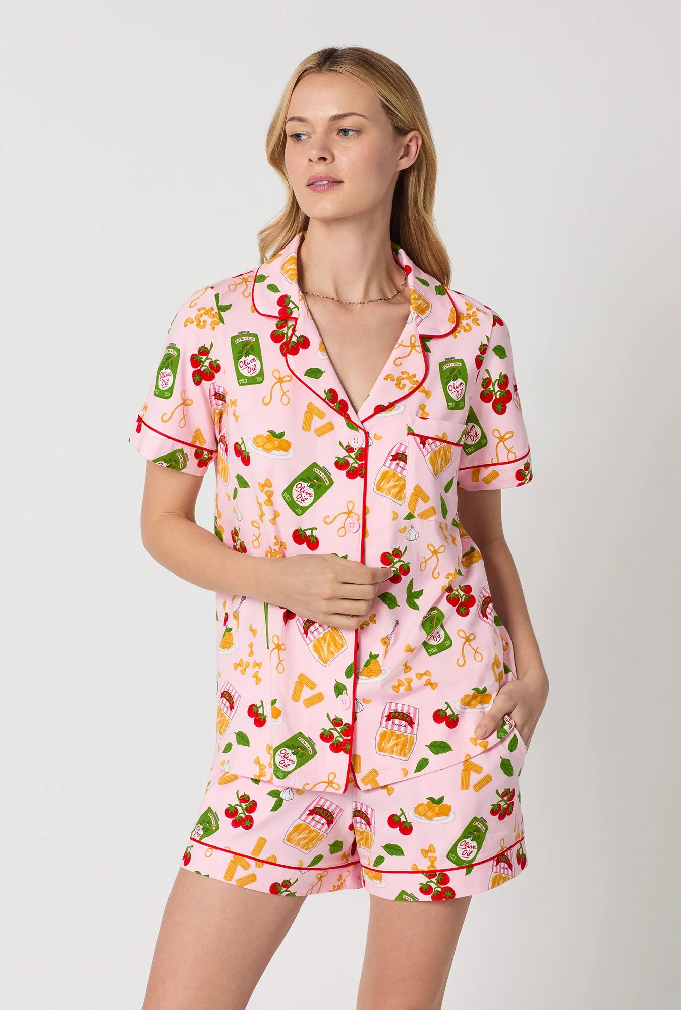 Pasta La Vista Short Sleeve Classic Shorty Stretch Jersey Pj Set - Image 4
