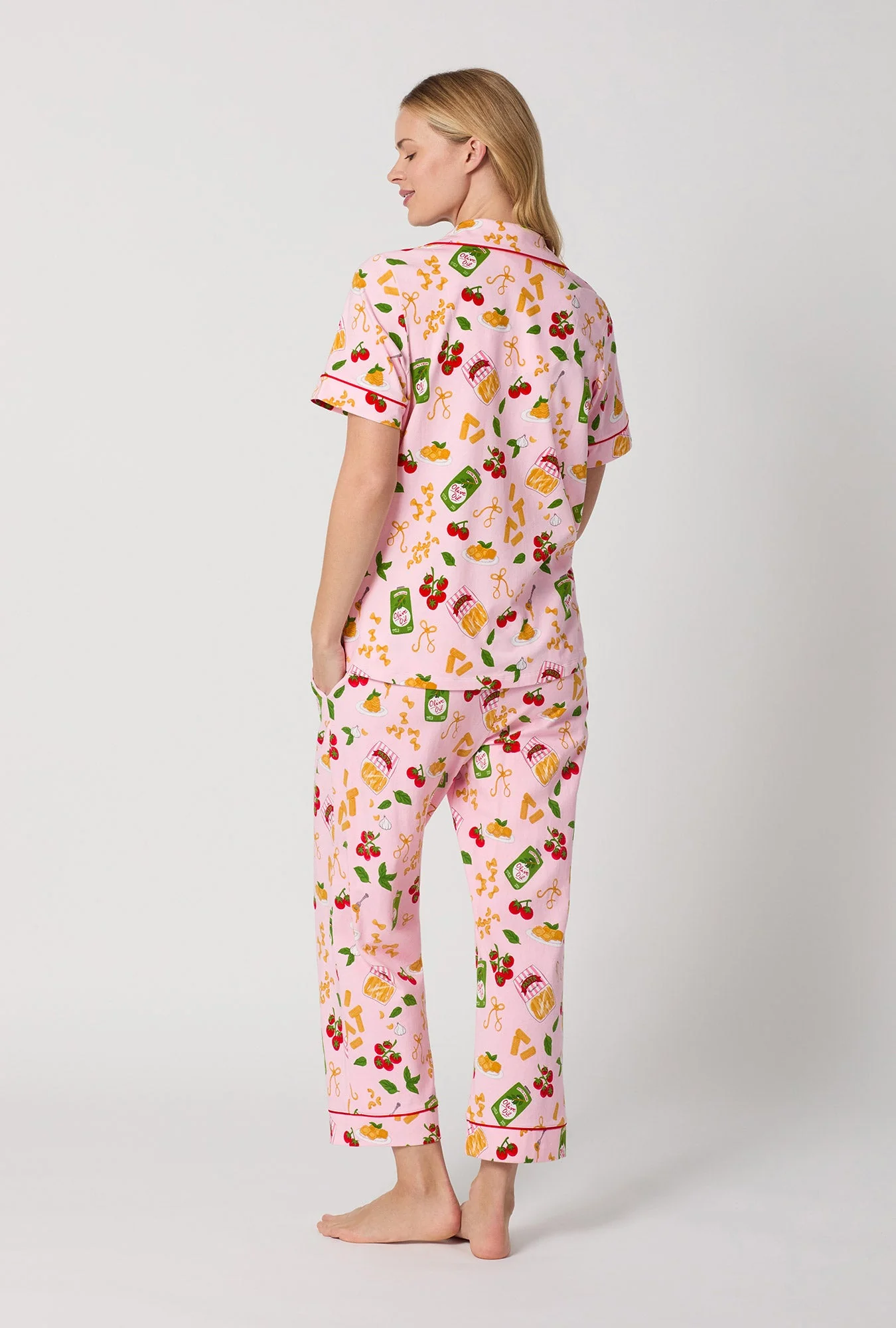 Pasta La Vista Short Sleeve Classic Stretch Jersey Cropped Pj Set - Image 3