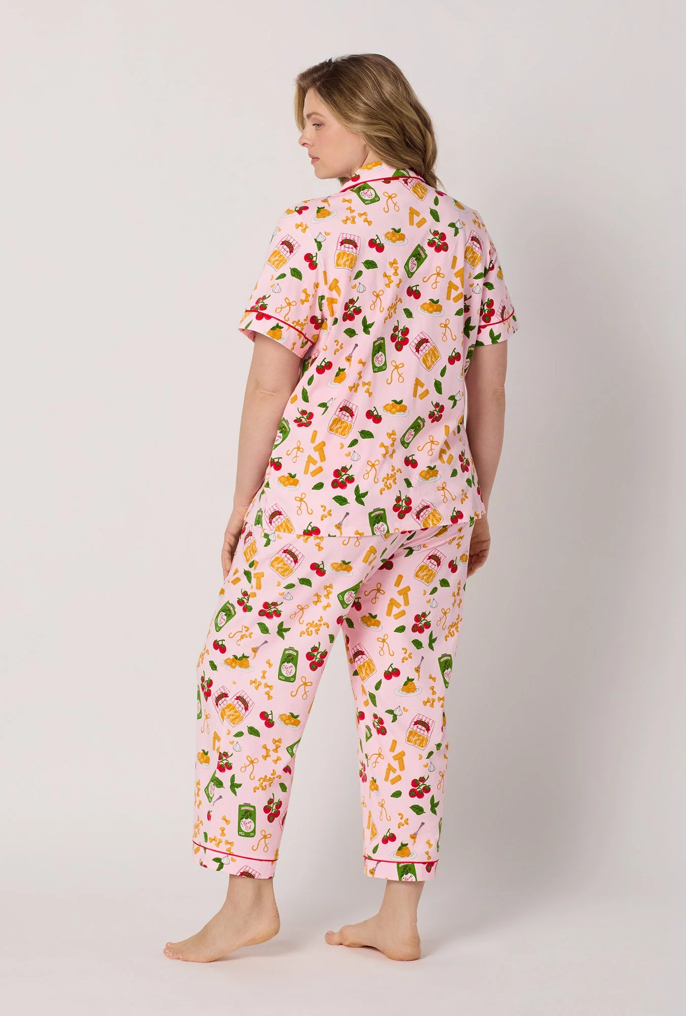 Pasta La Vista Short Sleeve Classic Stretch Jersey Cropped Pj Set - Image 7