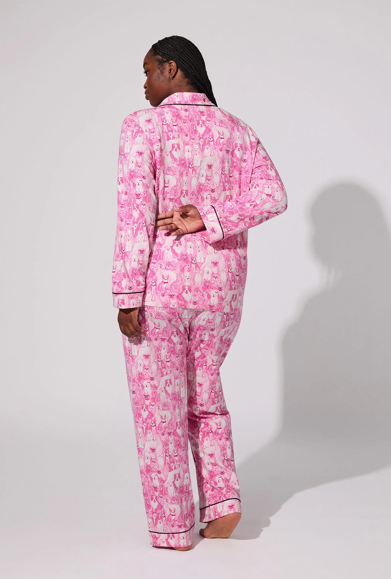 Paw-fectly Pink Long Sleeve Classic Stretch Jersey PJ Set - Image 5