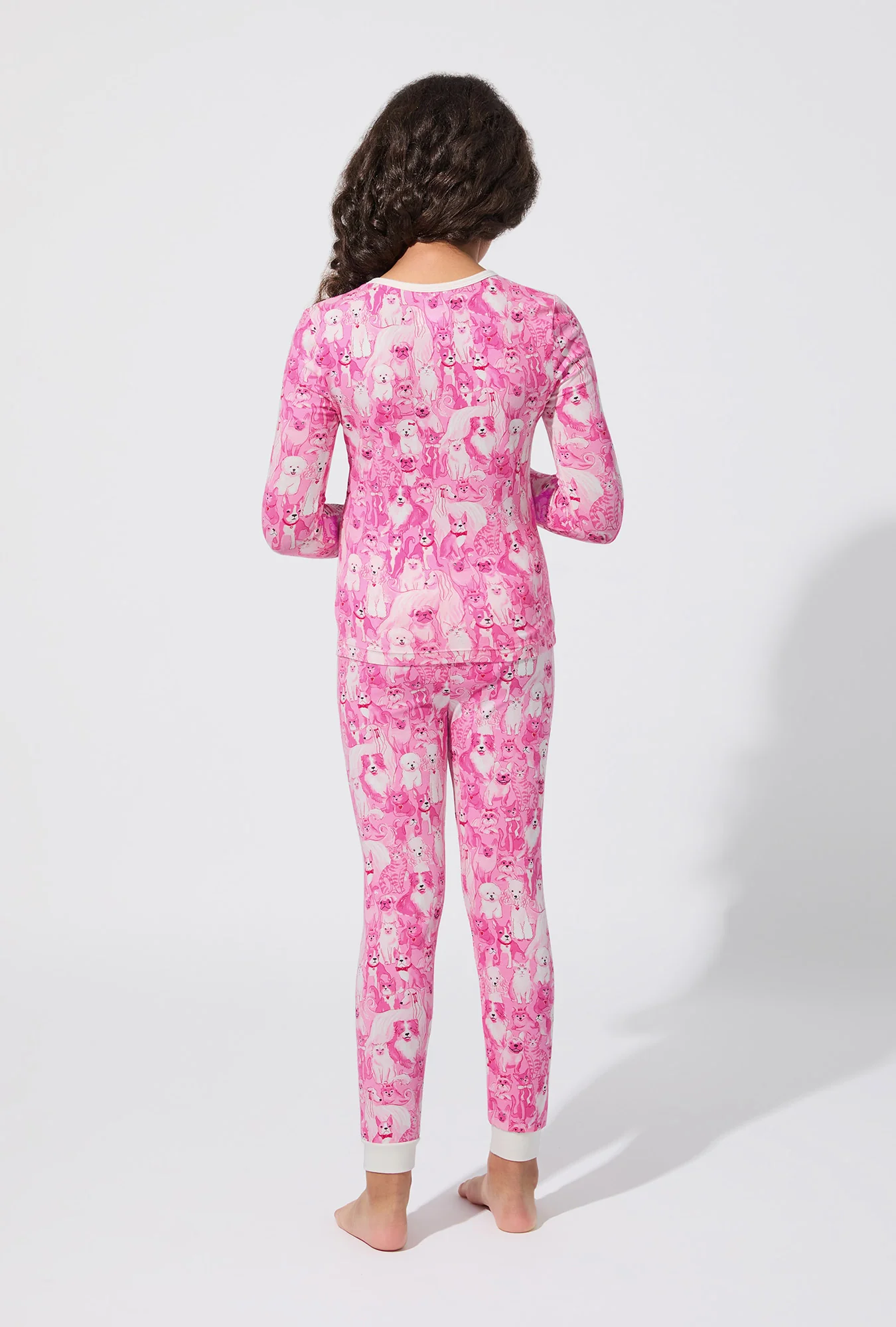 Paw-fectly Pink Long Sleeve Stretch Jersey Kids PJ Set - Image 3