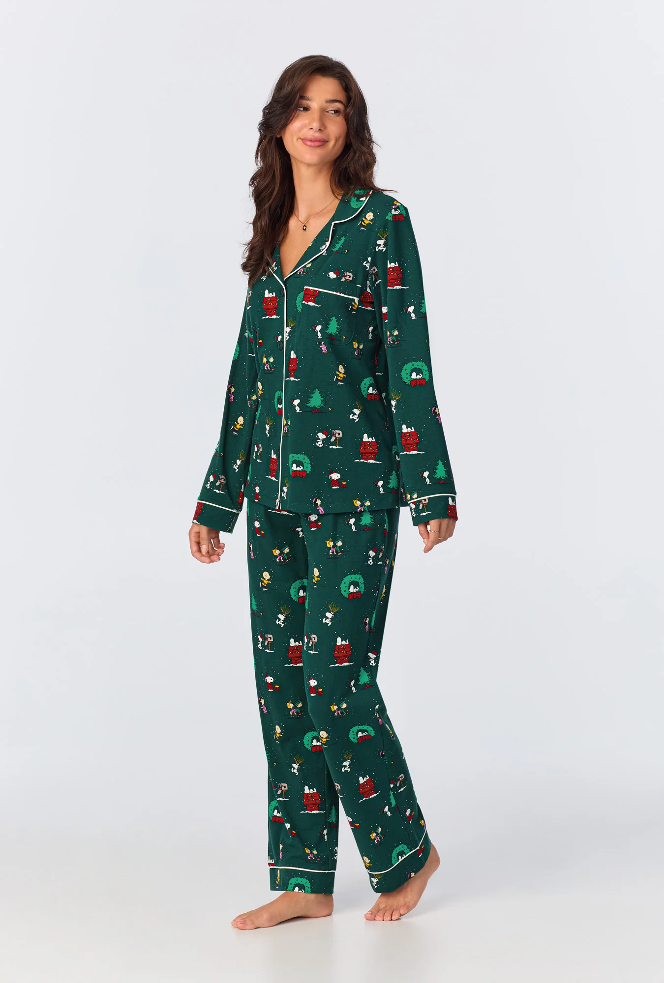 Peanuts® Winter Holidays Long Sleeve Classic Stretch Jersey PJ Set - Image 3