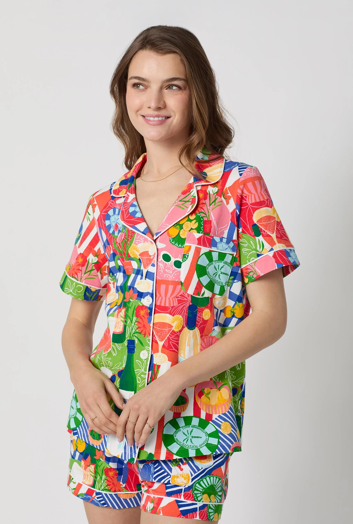 Picnic In The Park Short Sleeve Classic Shorty Stretch Jersey Pj Set - Image 5