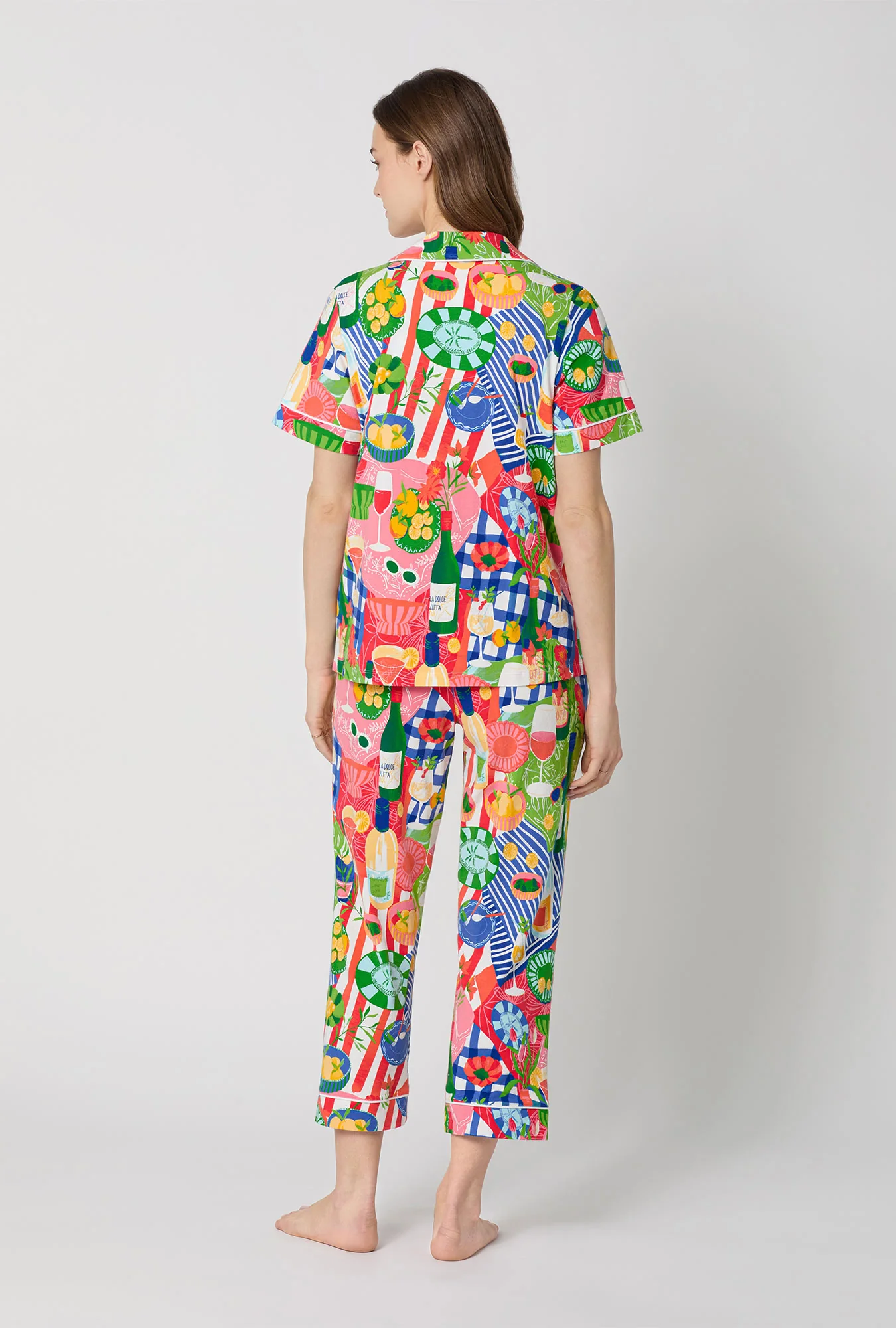 Picnic In The Park Short Sleeve Classic Stretch Jersey Cropped Pj Set - Image 3