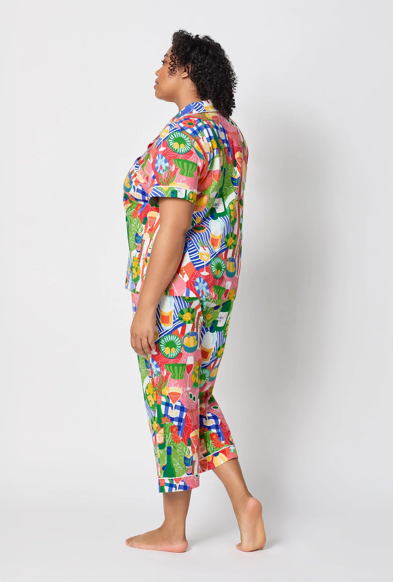 Picnic In The Park Short Sleeve Classic Stretch Jersey Cropped Pj Set - Image 6