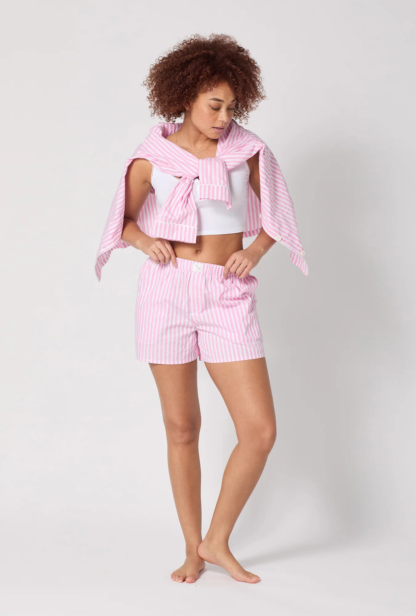Pink 3D Stripe Cotton Sateen Boxer Short - Image 2