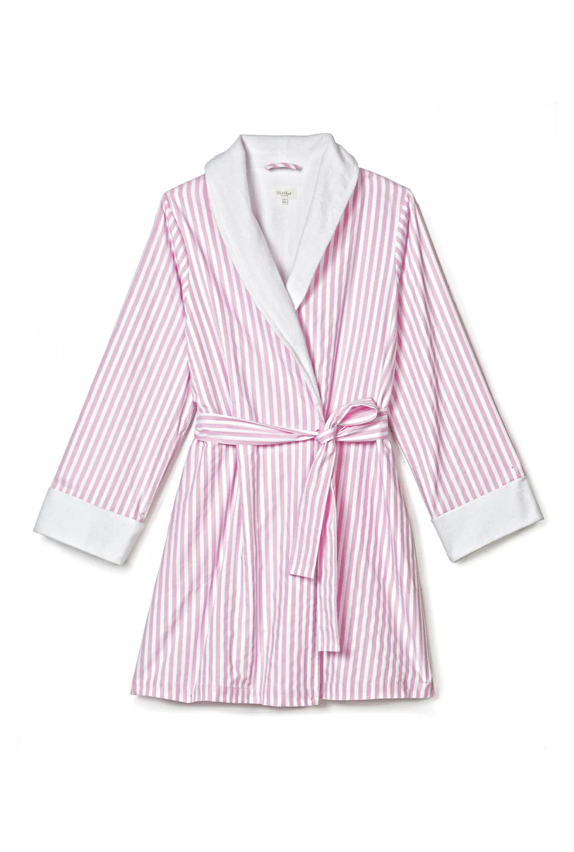 Pink 3D Stripe French Terry Lined Robe - Image 11