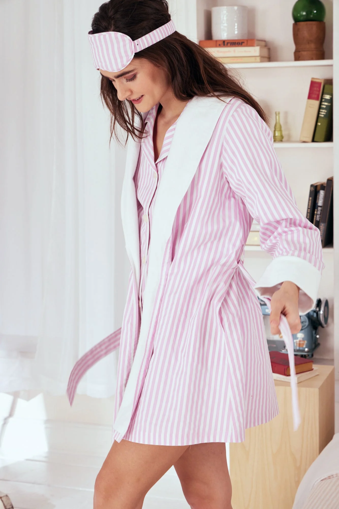 Pink 3D Stripe French Terry Lined Robe - Image 4
