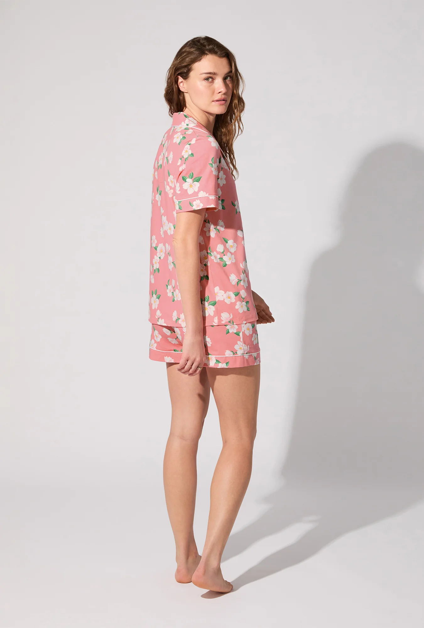 Pink Magnolias Short Sleeve Classic Shorty Stretch Jersey PJ Set - Image 3