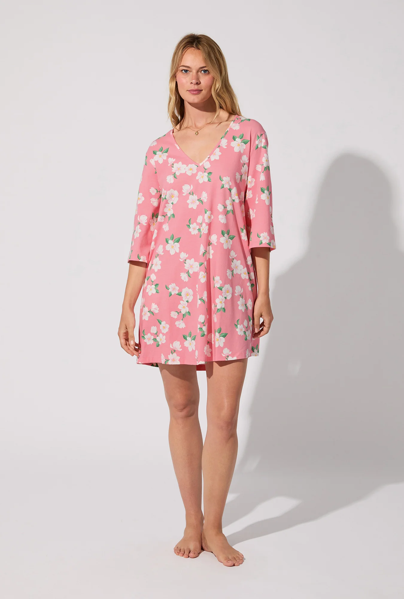 Pink Magnolias Stretch Jersey Sleep Dress - Image 2