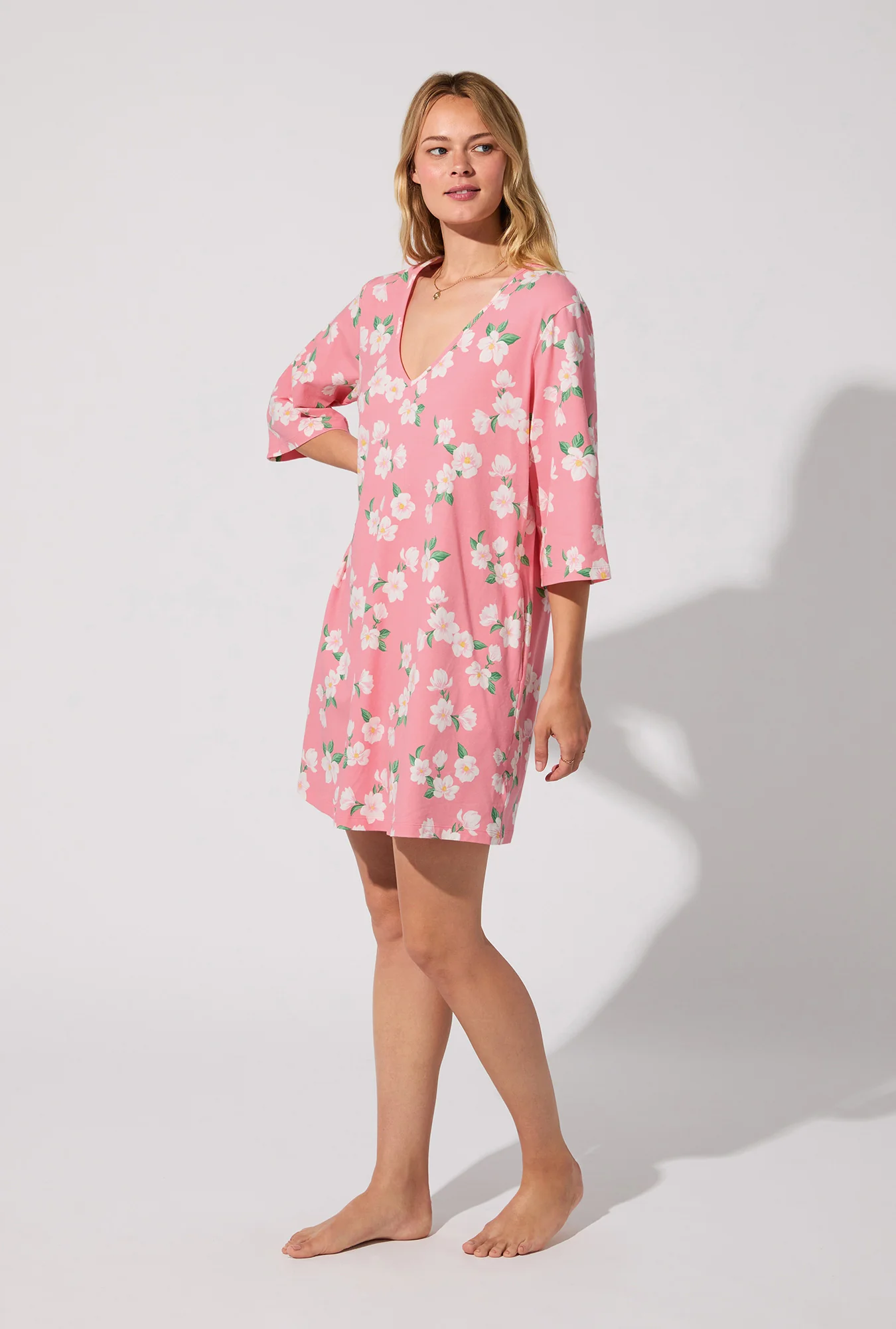 Pink Magnolias Stretch Jersey Sleep Dress - Image 3