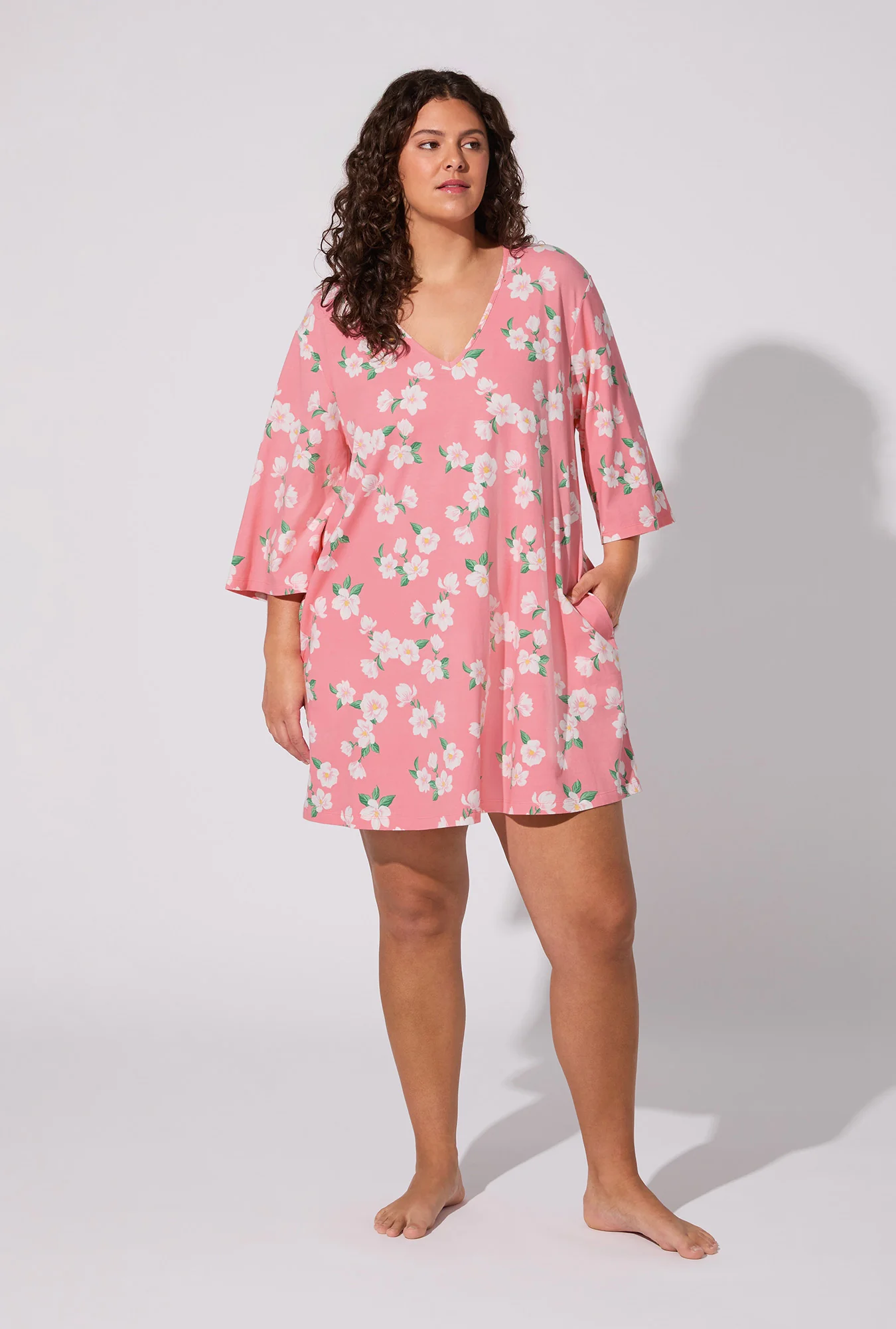 Pink Magnolias Stretch Jersey Sleep Dress - Image 5