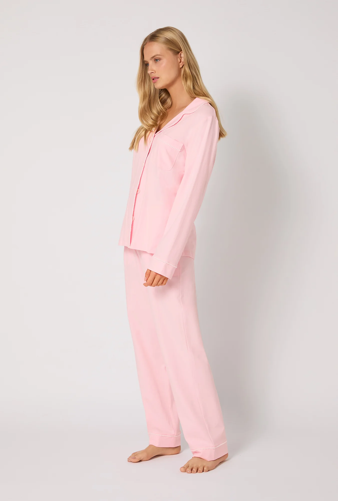 Pink Powder Long Sleeve Classic Stretch Jersey Pj Set - Image 3
