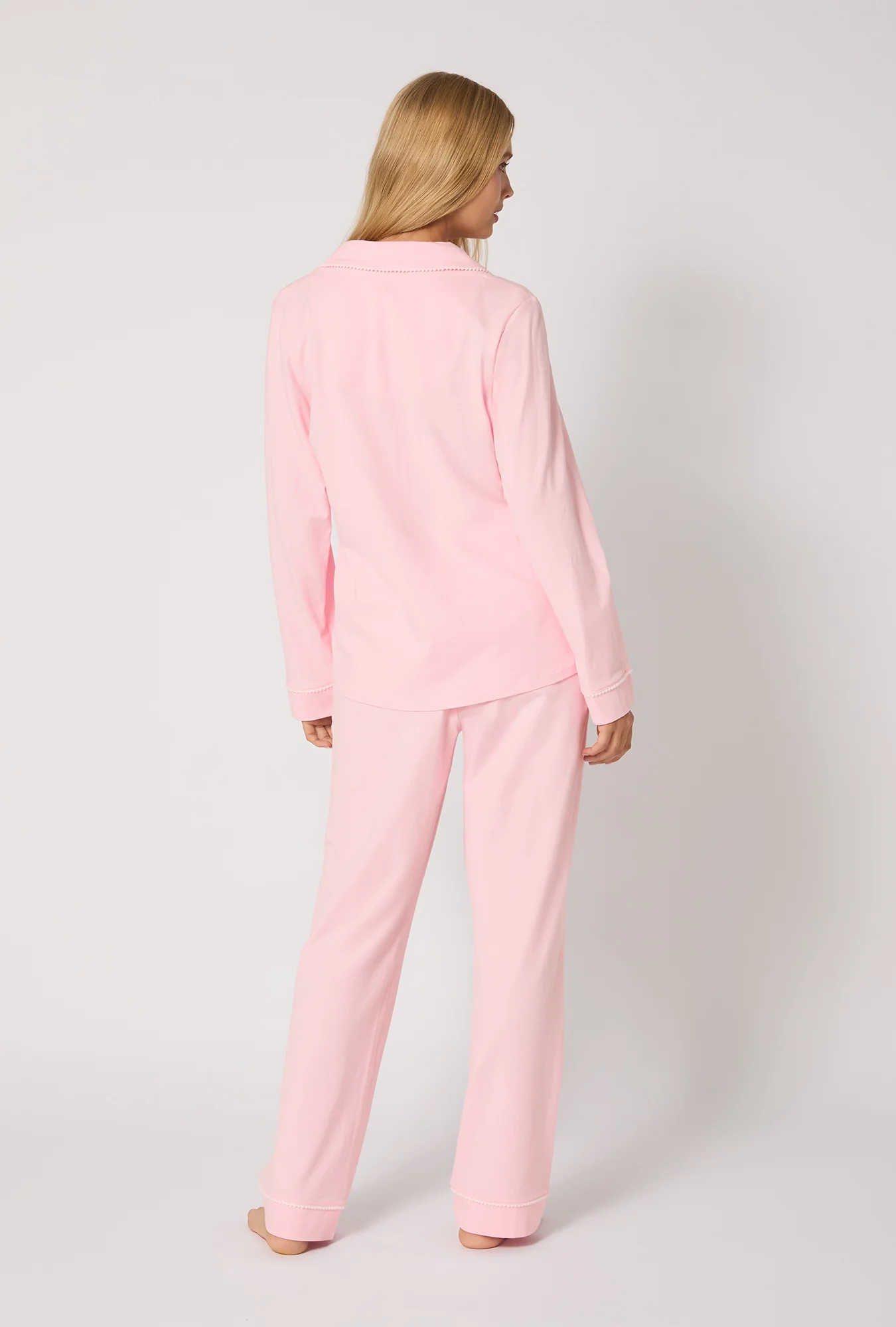 Pink Powder Long Sleeve Classic Stretch Jersey Pj Set - Image 4