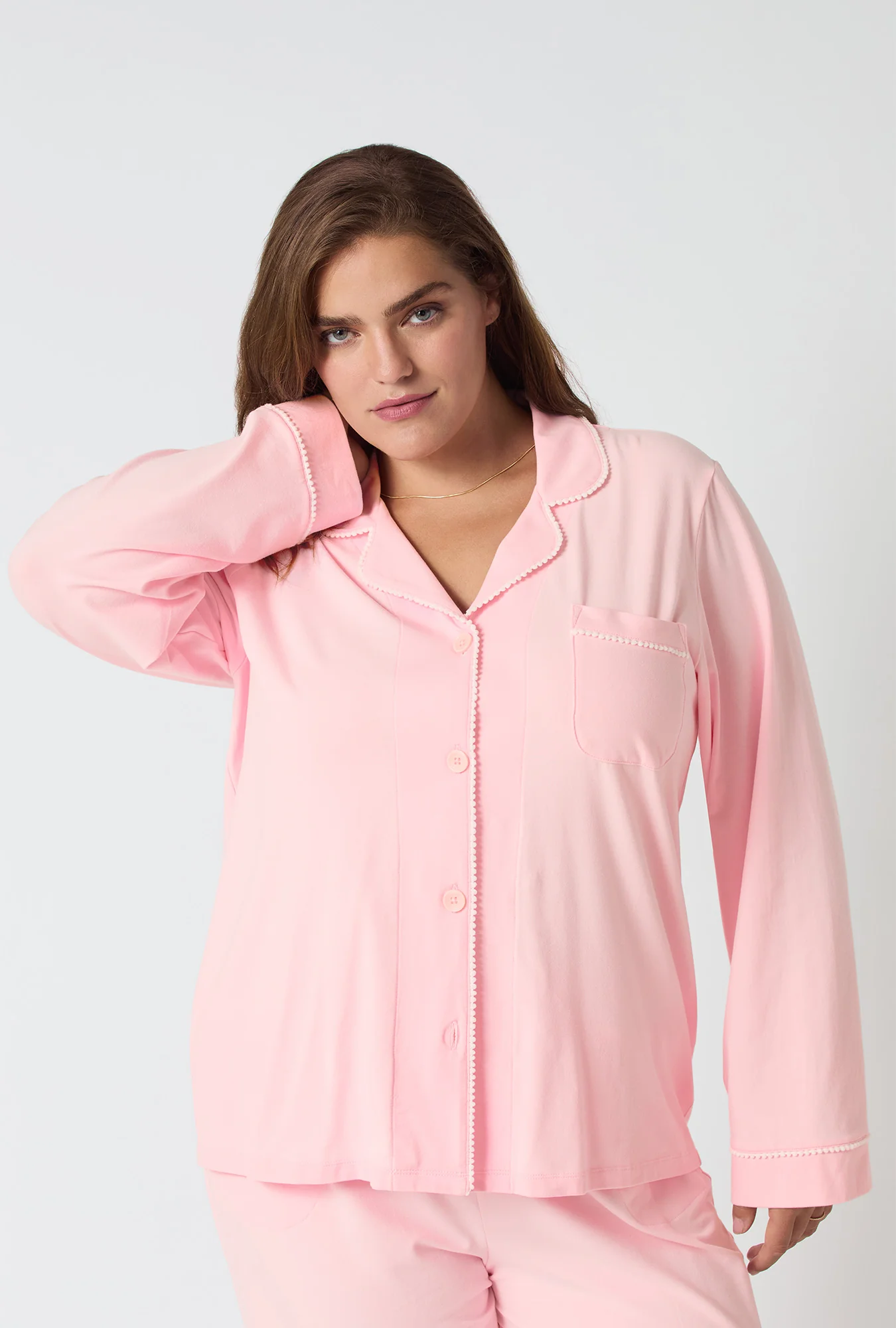 Pink Powder Long Sleeve Classic Stretch Jersey Pj Set - Image 6