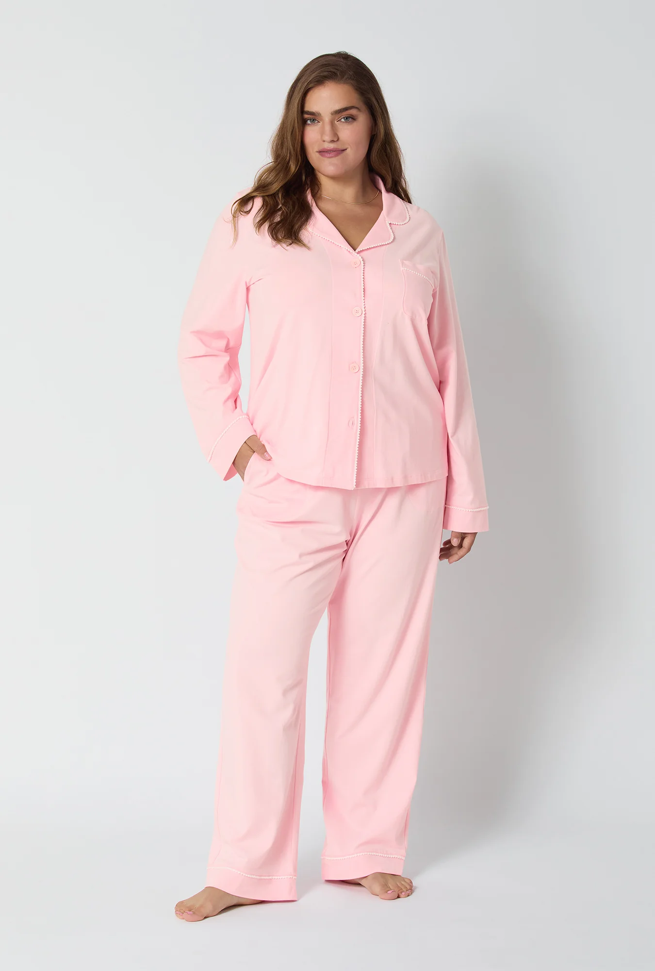 Pink Powder Long Sleeve Classic Stretch Jersey Pj Set - Image 7
