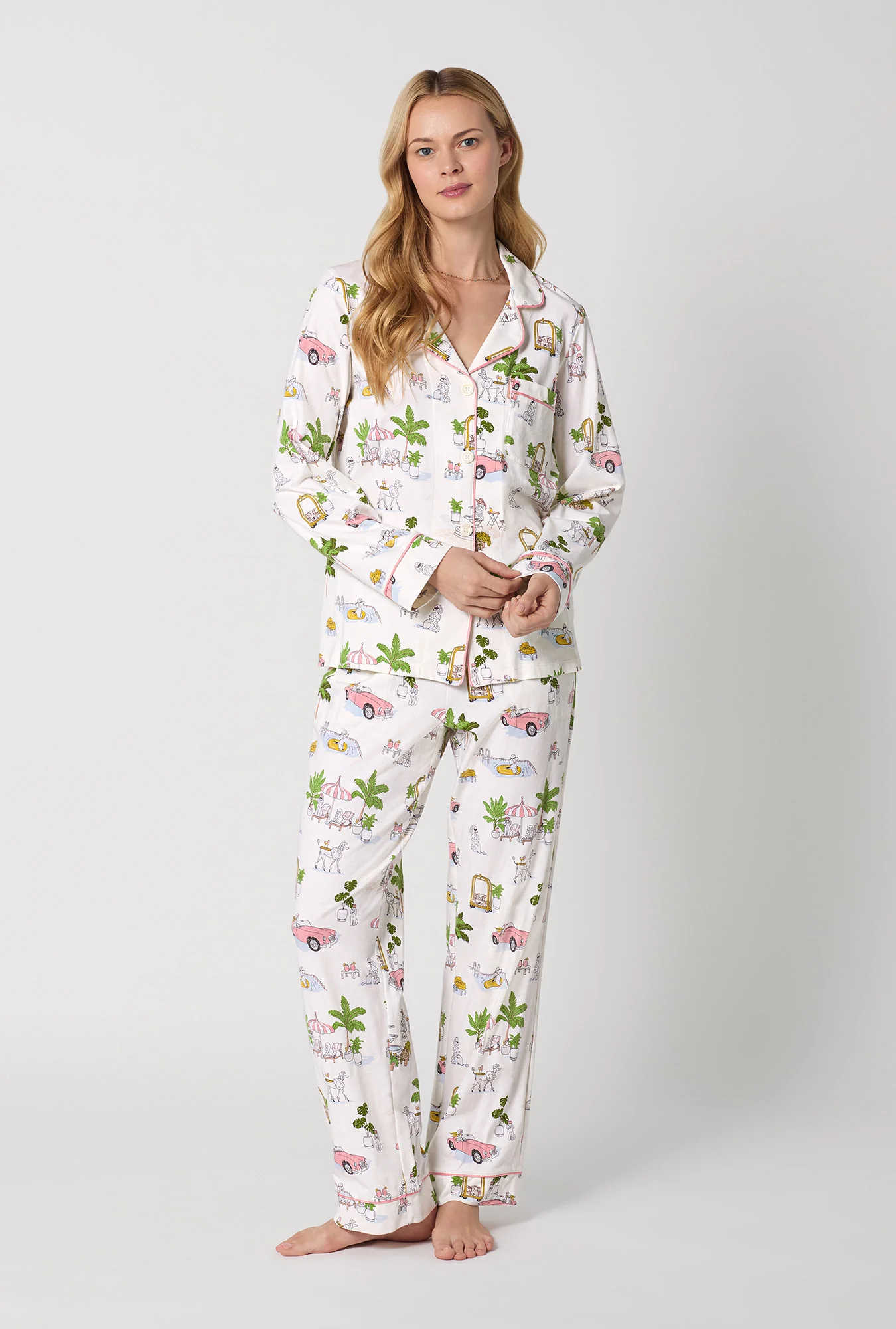 Poolside Poodles Long Sleeve Classic Stretch Jersey PJ set - Image 2