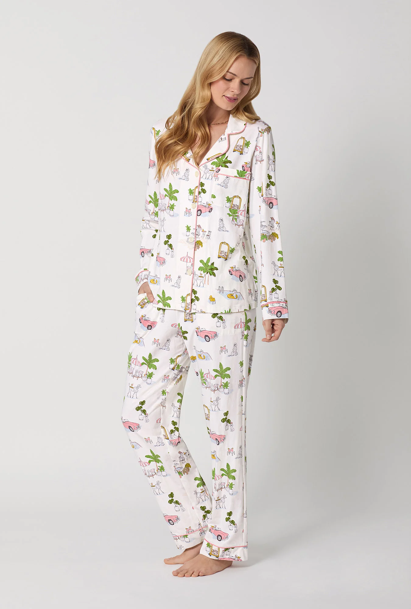 Poolside Poodles Long Sleeve Classic Stretch Jersey PJ set - Image 3