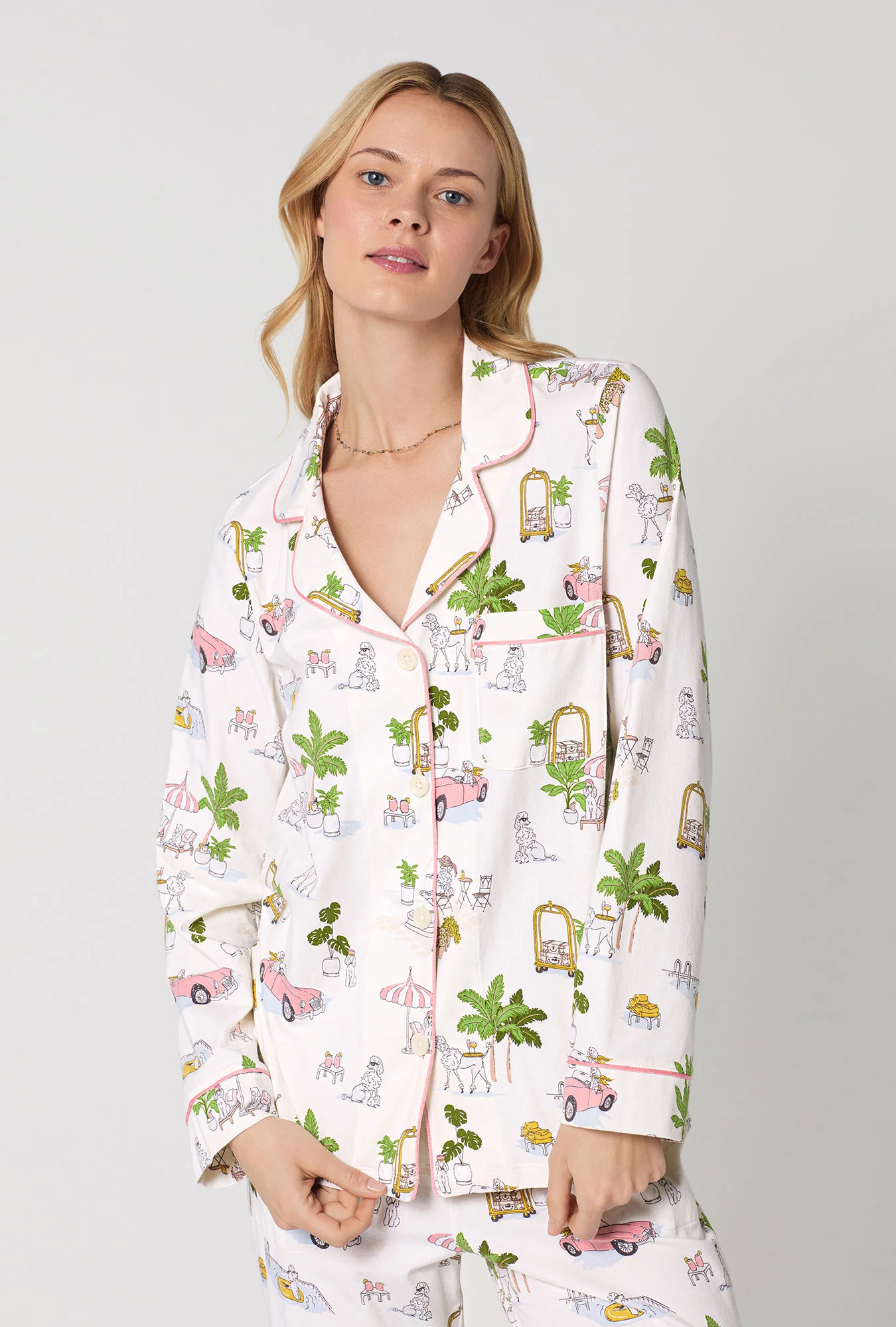 Poolside Poodles Long Sleeve Classic Stretch Jersey PJ set - Image 5
