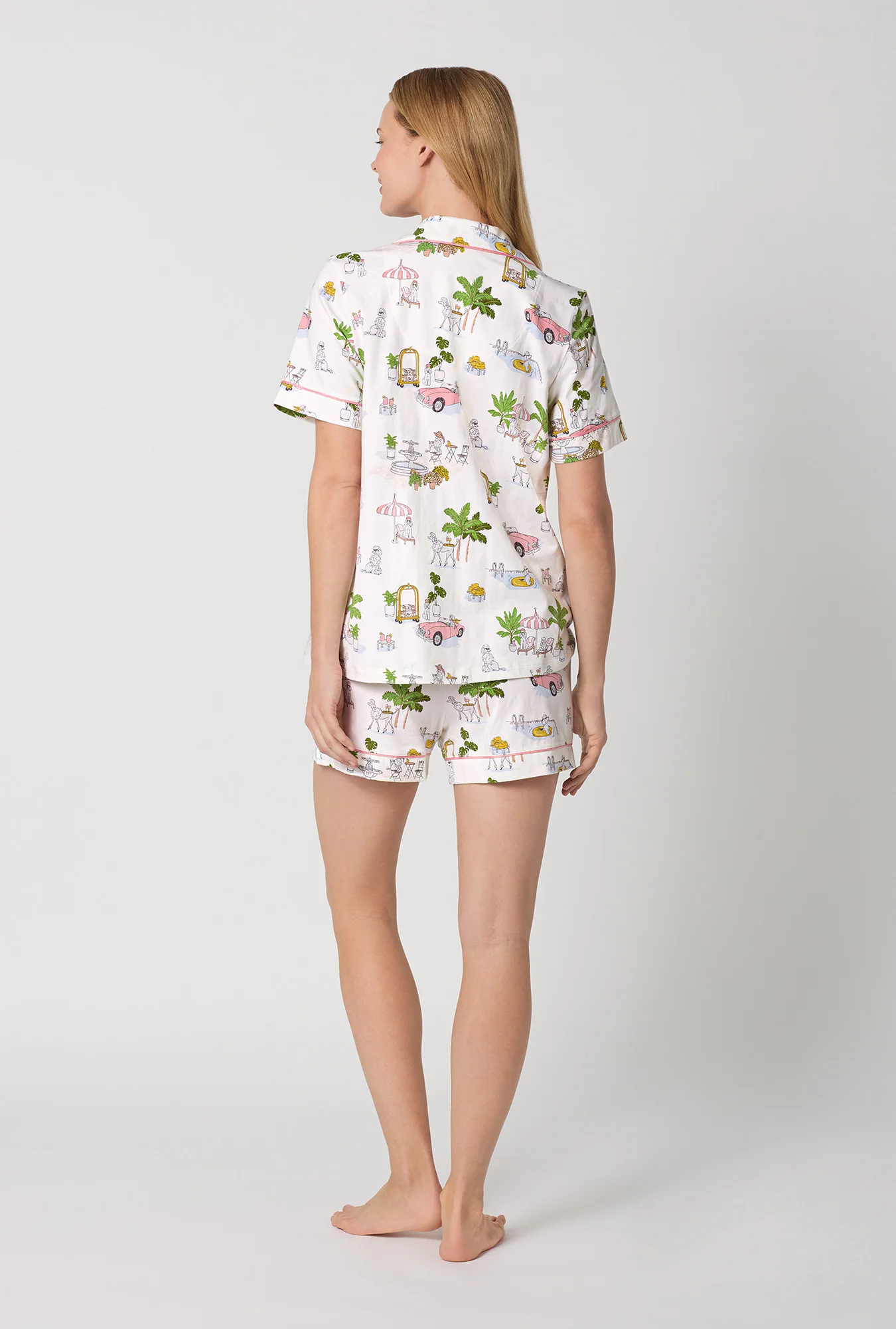 Poolside Poodles Short Sleeve Classic Shorty Stretch Jersey PJ Set - Image 4