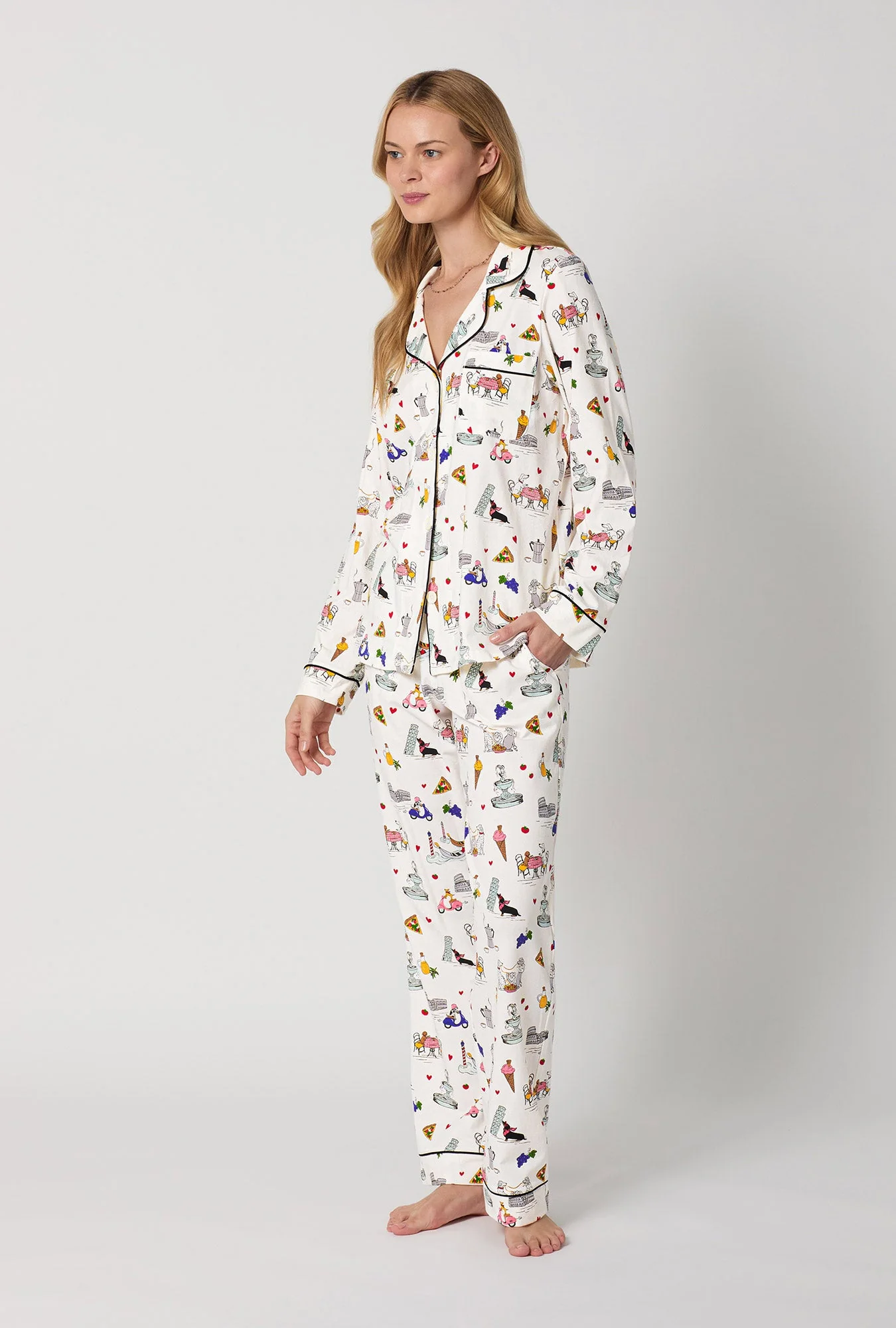 Puppy Piazza Long Sleeve Classic Stretch Jersey Pj Set - Image 3