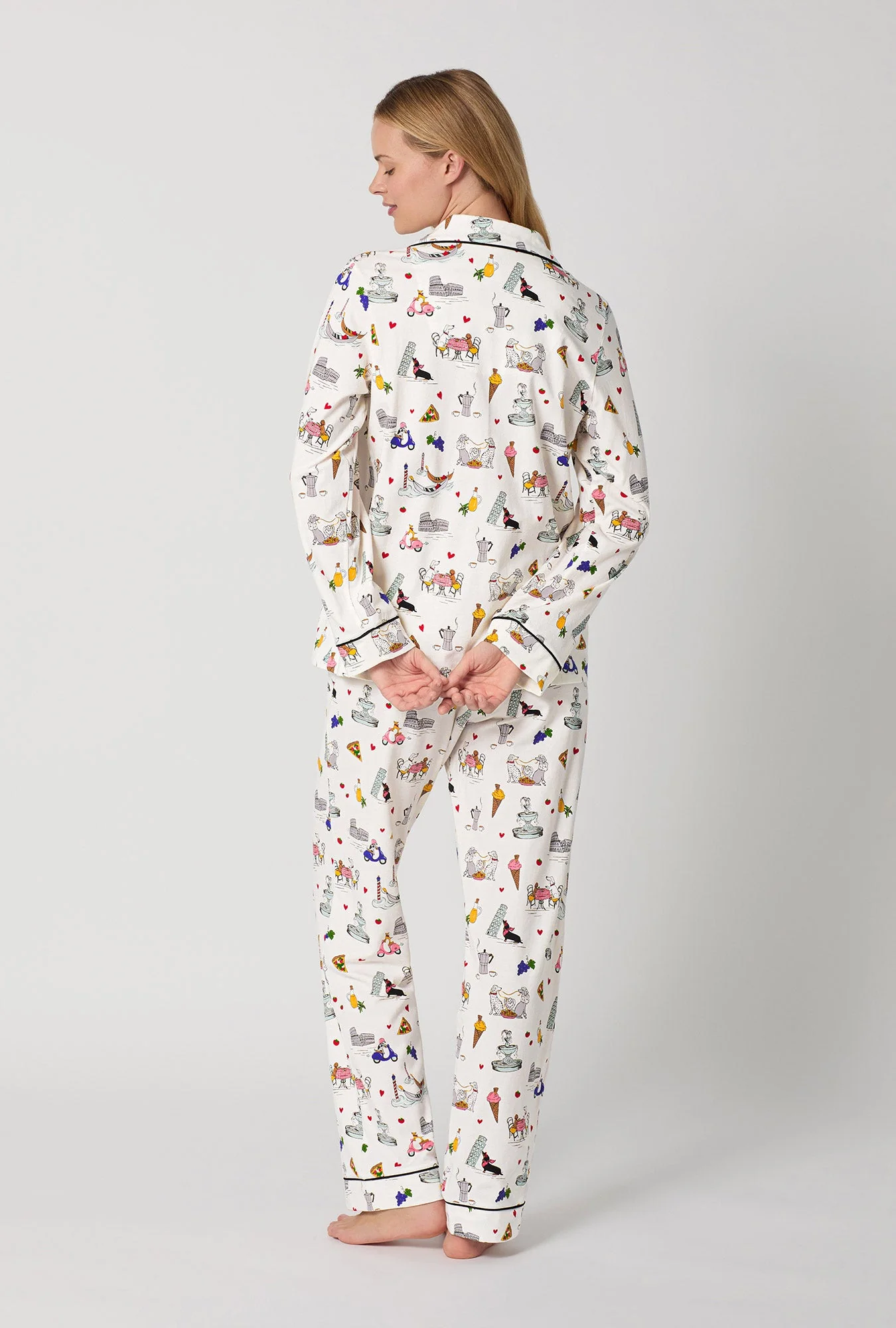 Puppy Piazza Long Sleeve Classic Stretch Jersey Pj Set - Image 4