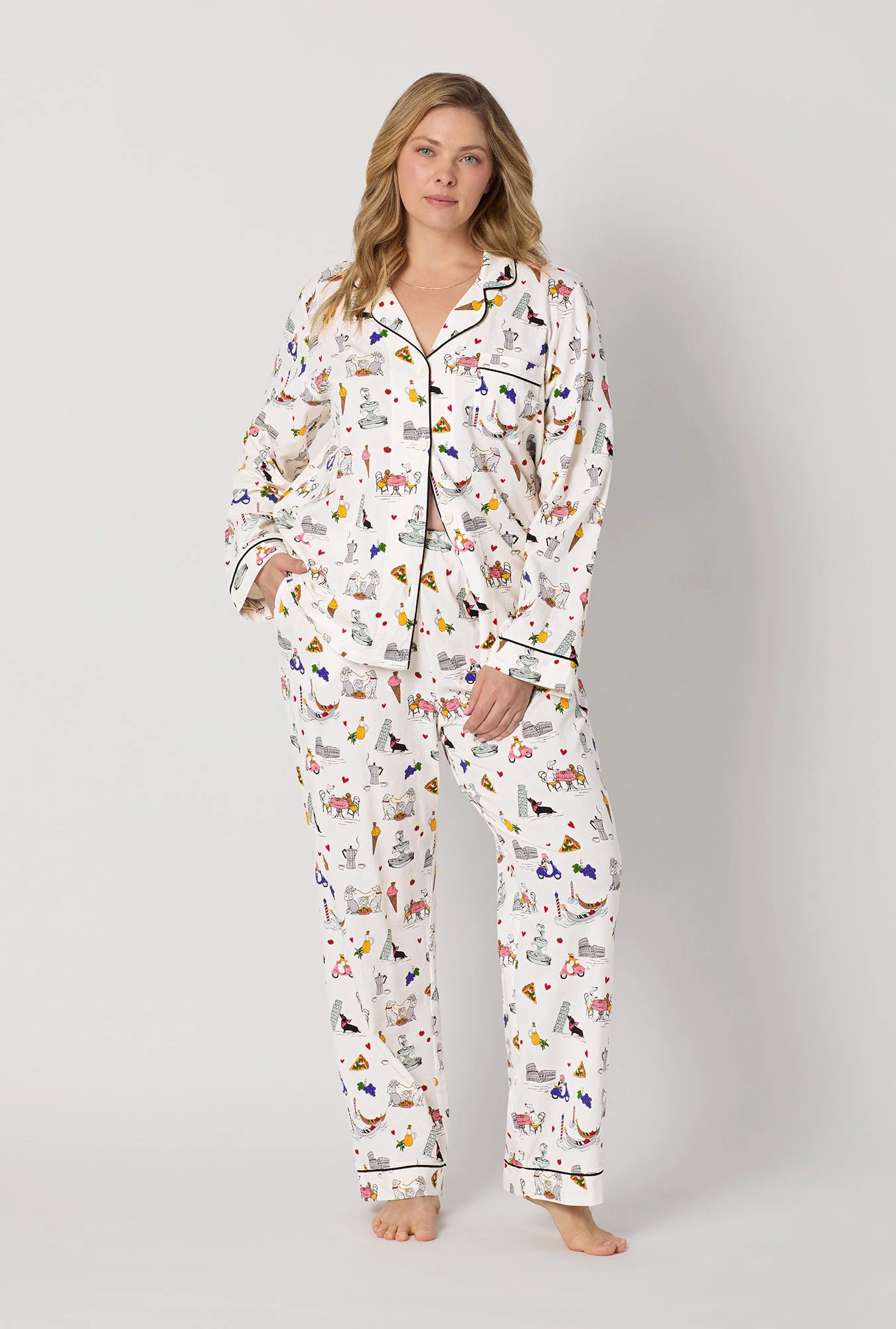 Puppy Piazza Long Sleeve Classic Stretch Jersey Pj Set - Image 5