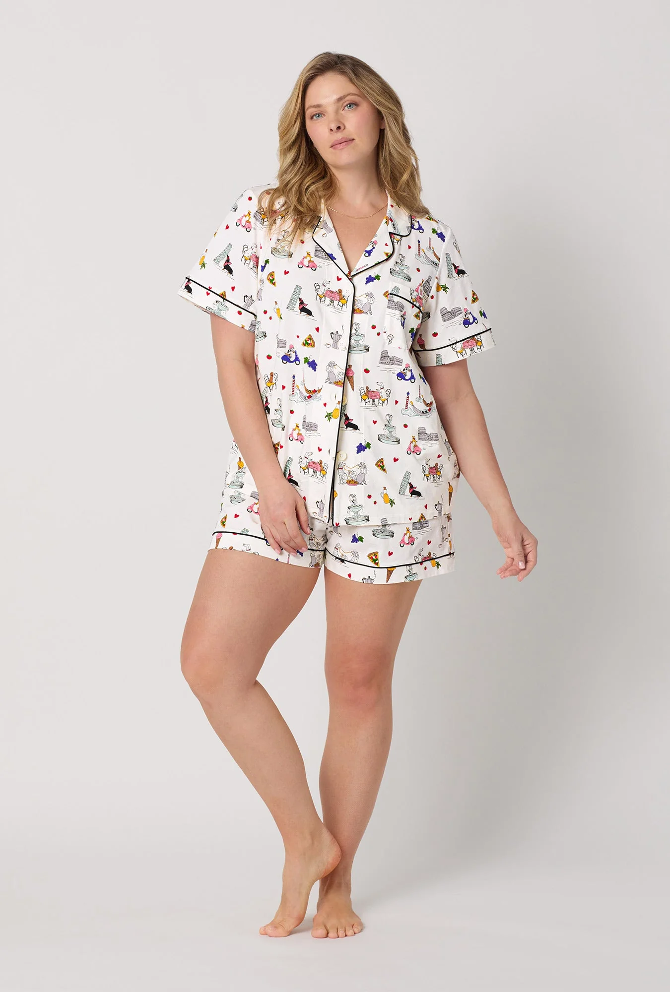 Puppy Piazza Short Sleeve Classic Shorty Stretch Jersey Pj Set - Image 5