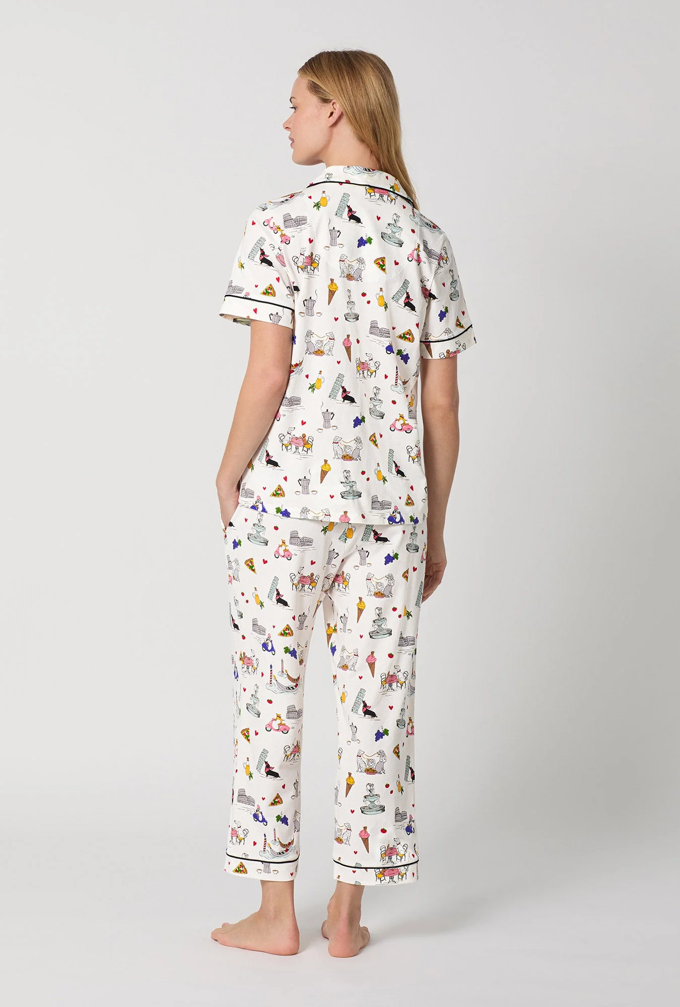 Puppy Piazza Short Sleeve Classic Stretch Jersey Cropped Pj Set - Image 5