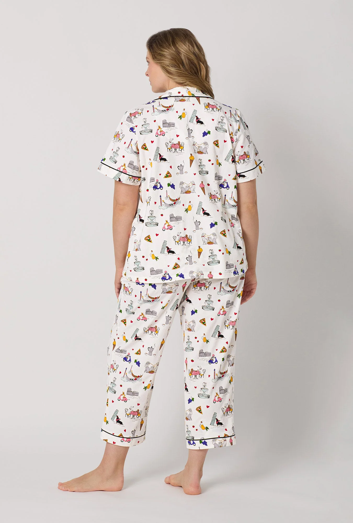 Puppy Piazza Short Sleeve Classic Stretch Jersey Cropped Pj Set - Image 7