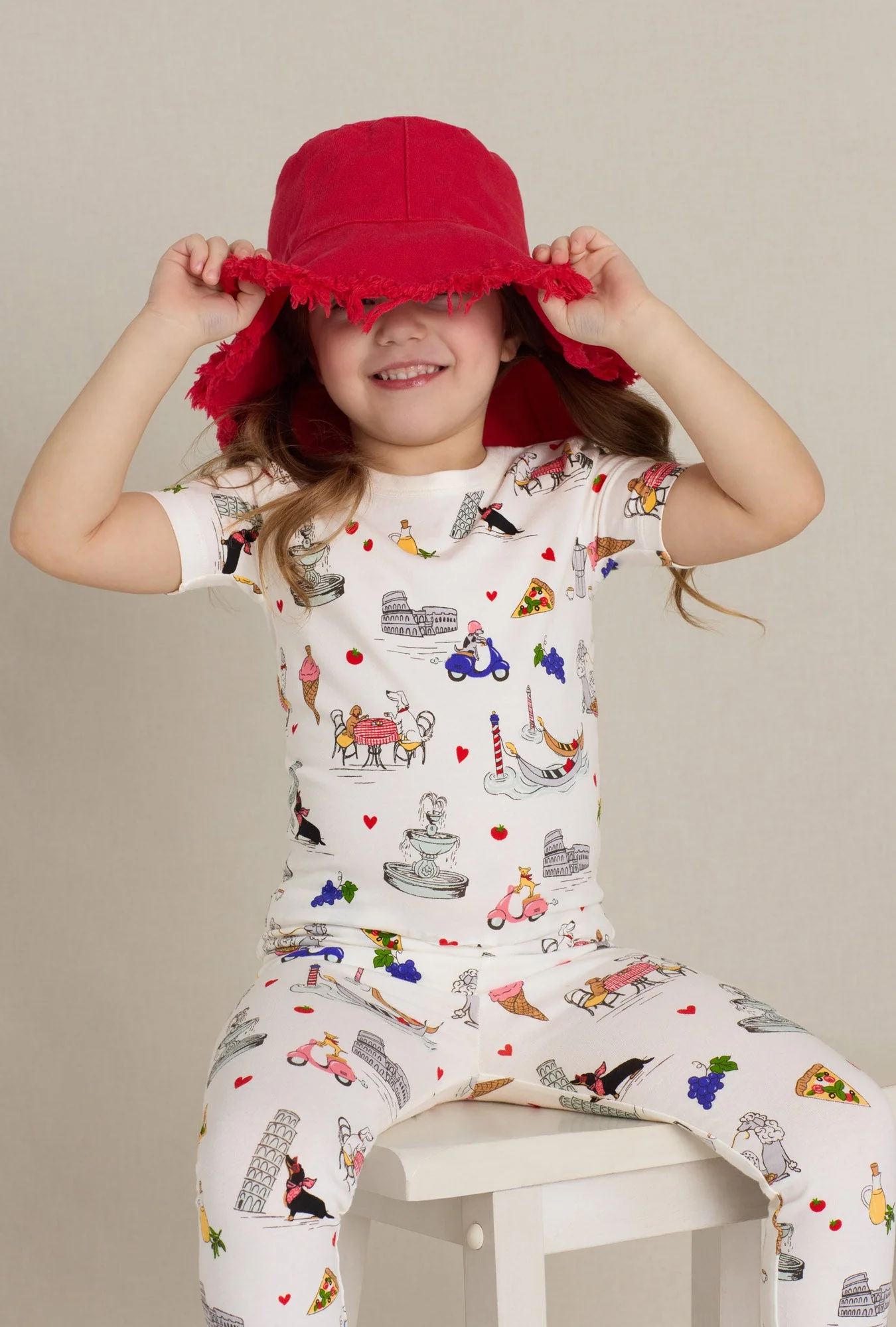 Puppy Piazza Short Sleeve Stretch Jersey Kids Pj Set