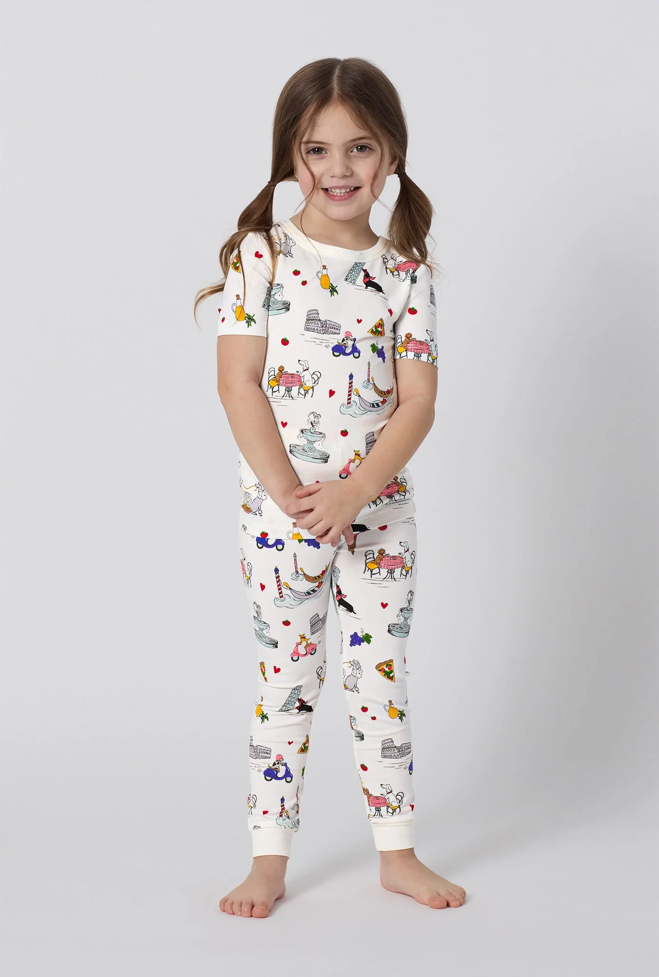 Puppy Piazza Short Sleeve Stretch Jersey Kids Pj Set - Image 2