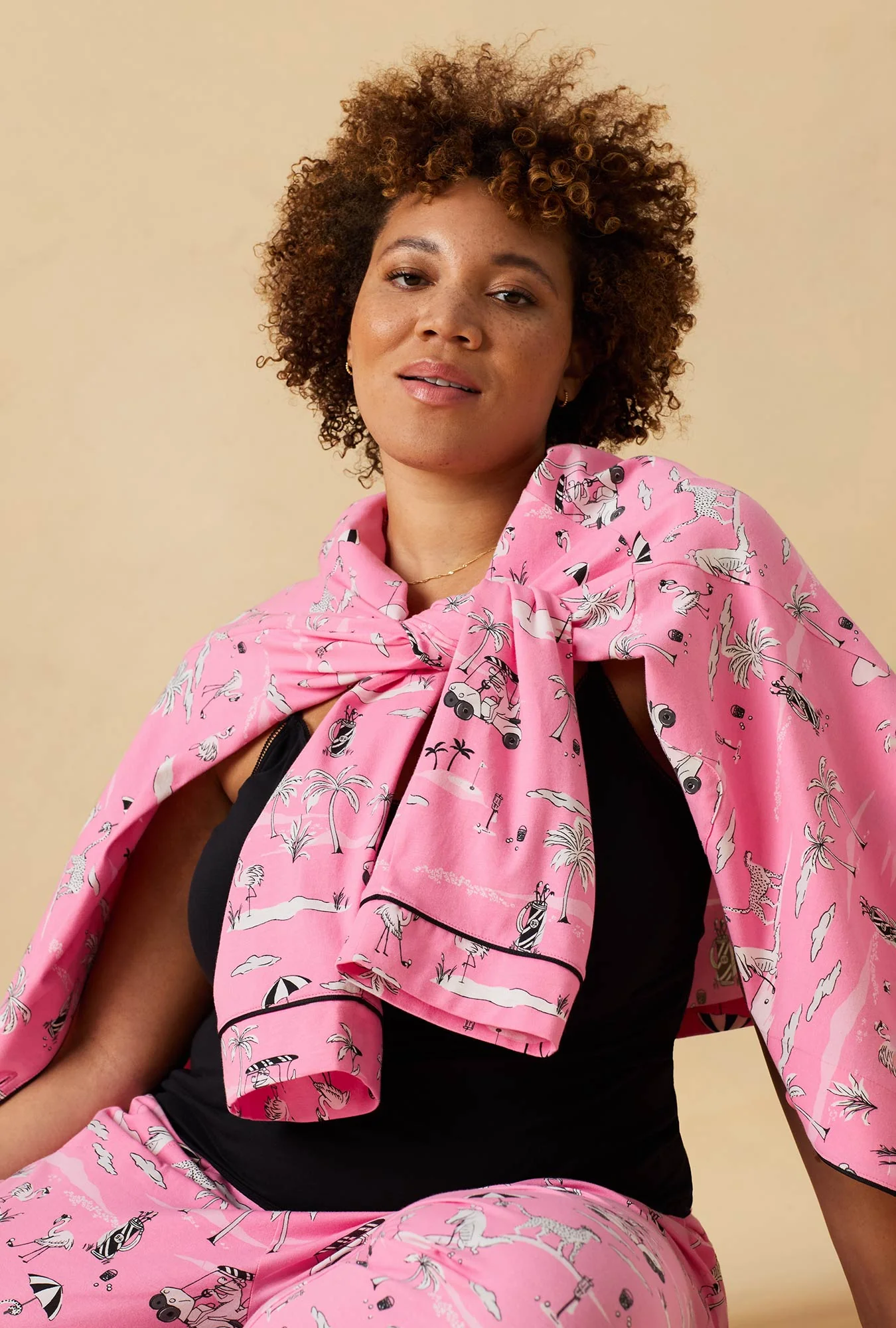 Putting Pink Long Sleeve Classic Stretch Jersey Pj Set