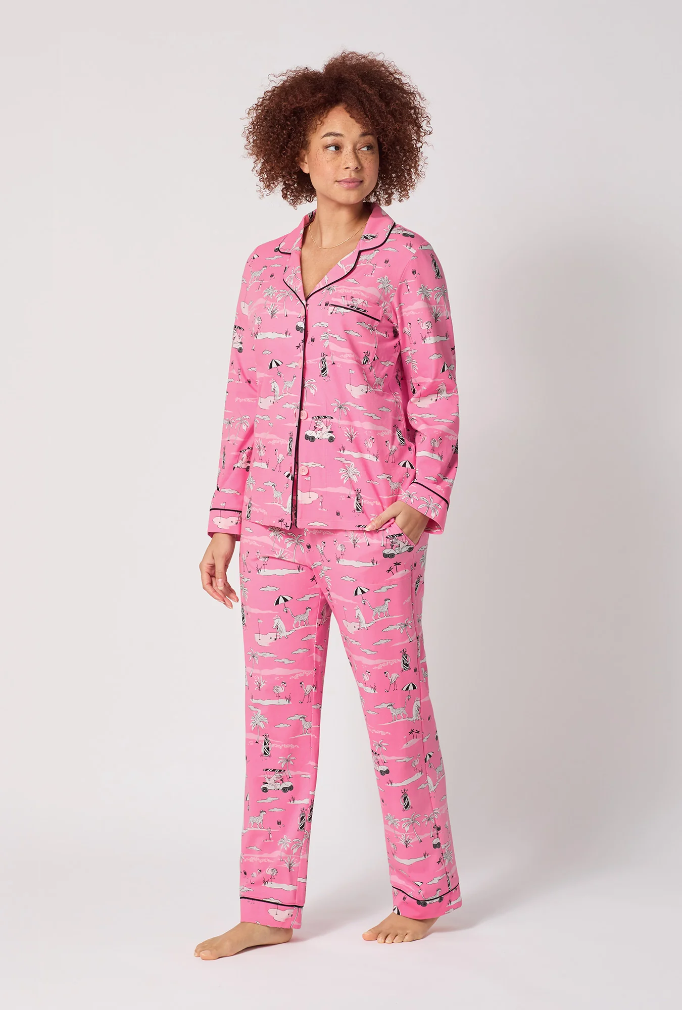 Putting Pink Long Sleeve Classic Stretch Jersey Pj Set - Image 3