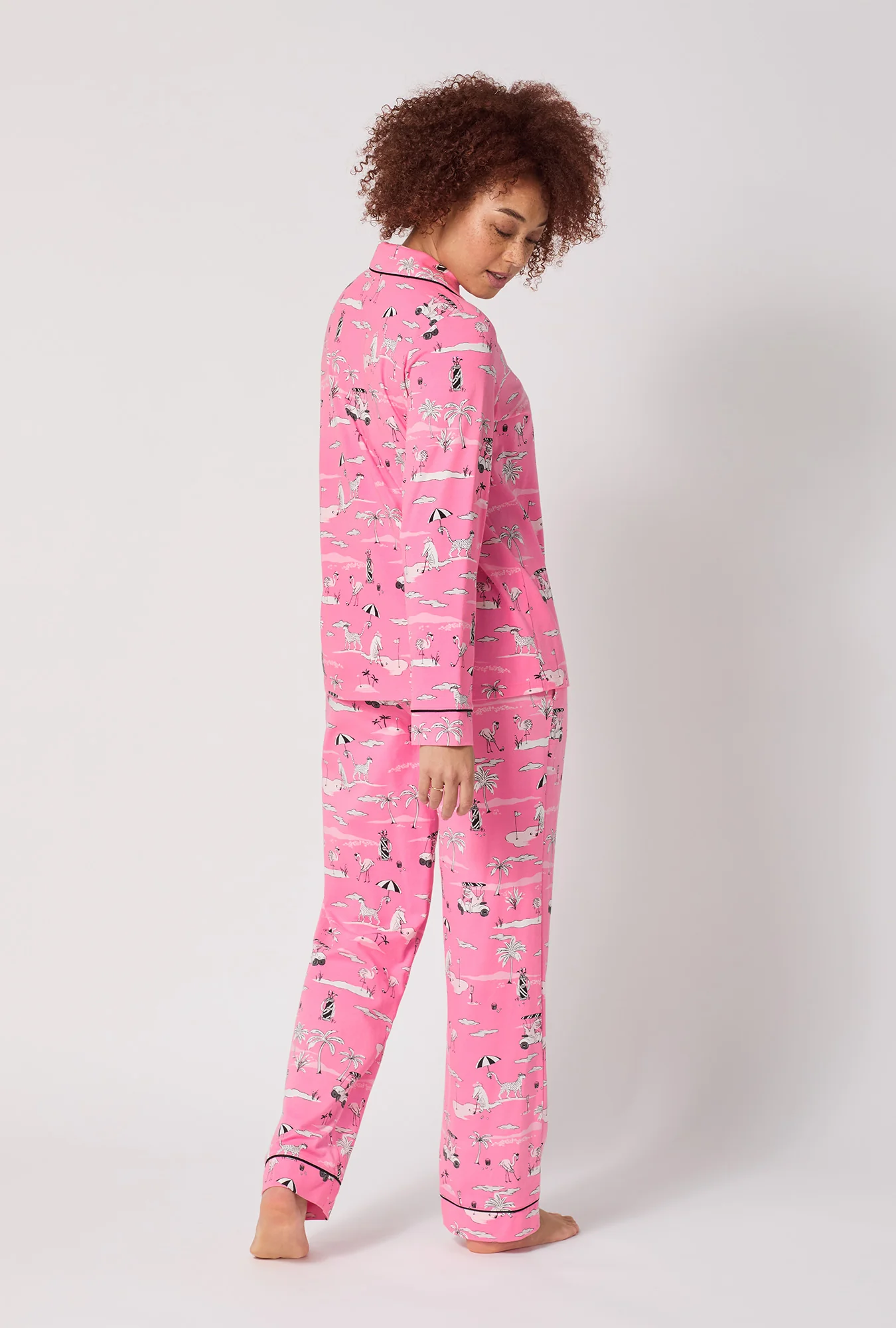 Putting Pink Long Sleeve Classic Stretch Jersey Pj Set - Image 4