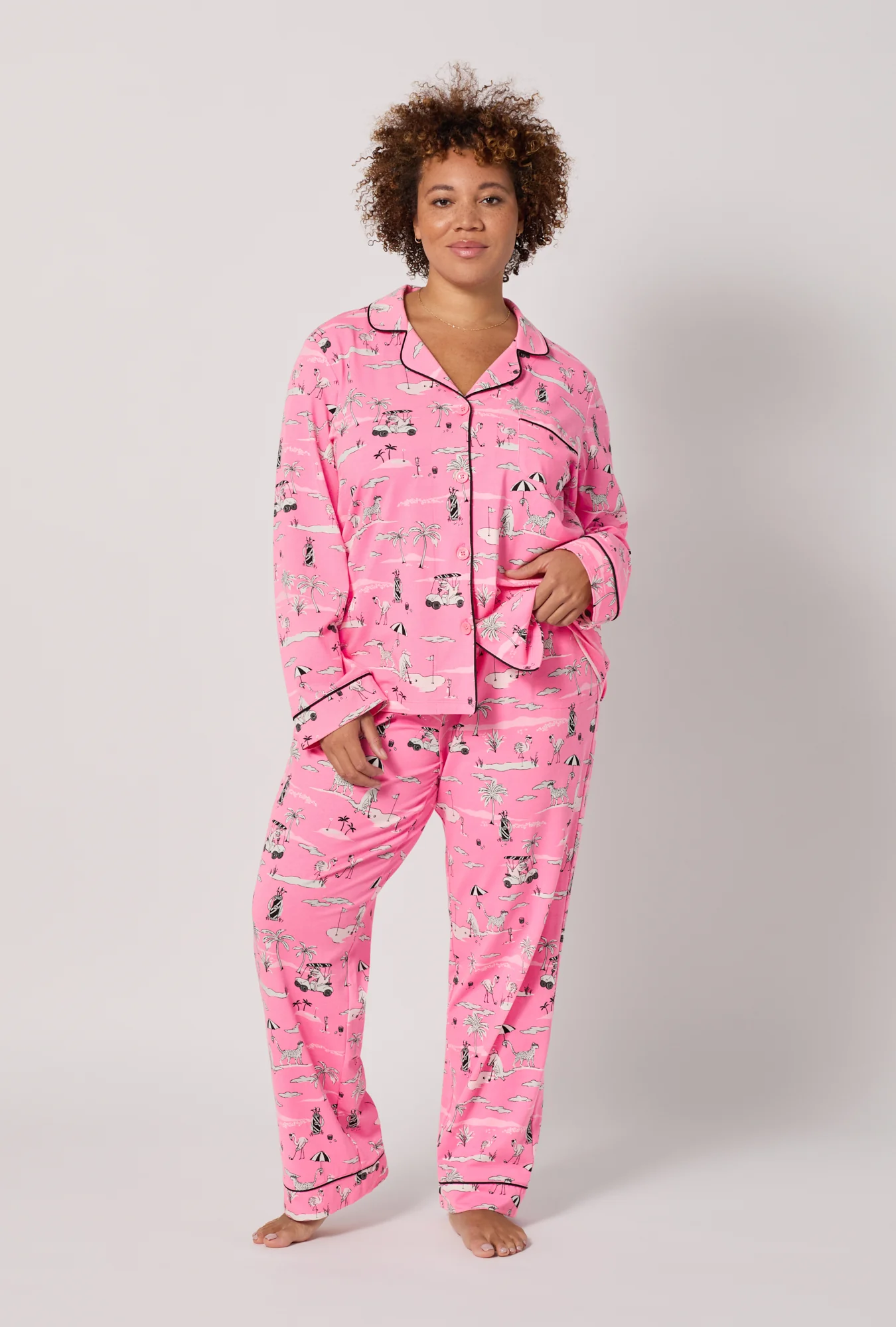 Putting Pink Long Sleeve Classic Stretch Jersey Pj Set - Image 6