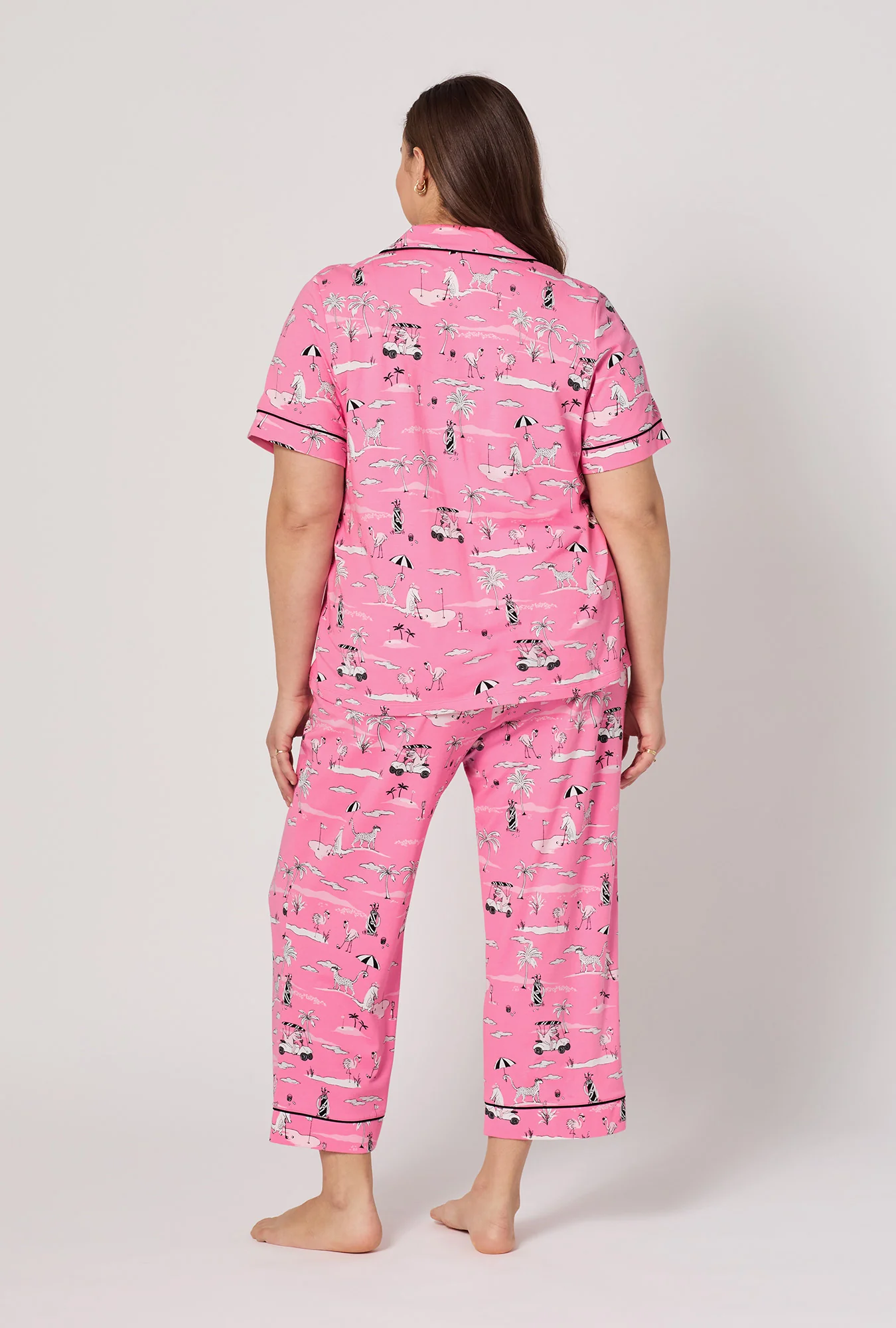 Putting Pink Short Sleeve Classic Stretch Jersey Cropped Pj Set - Image 5