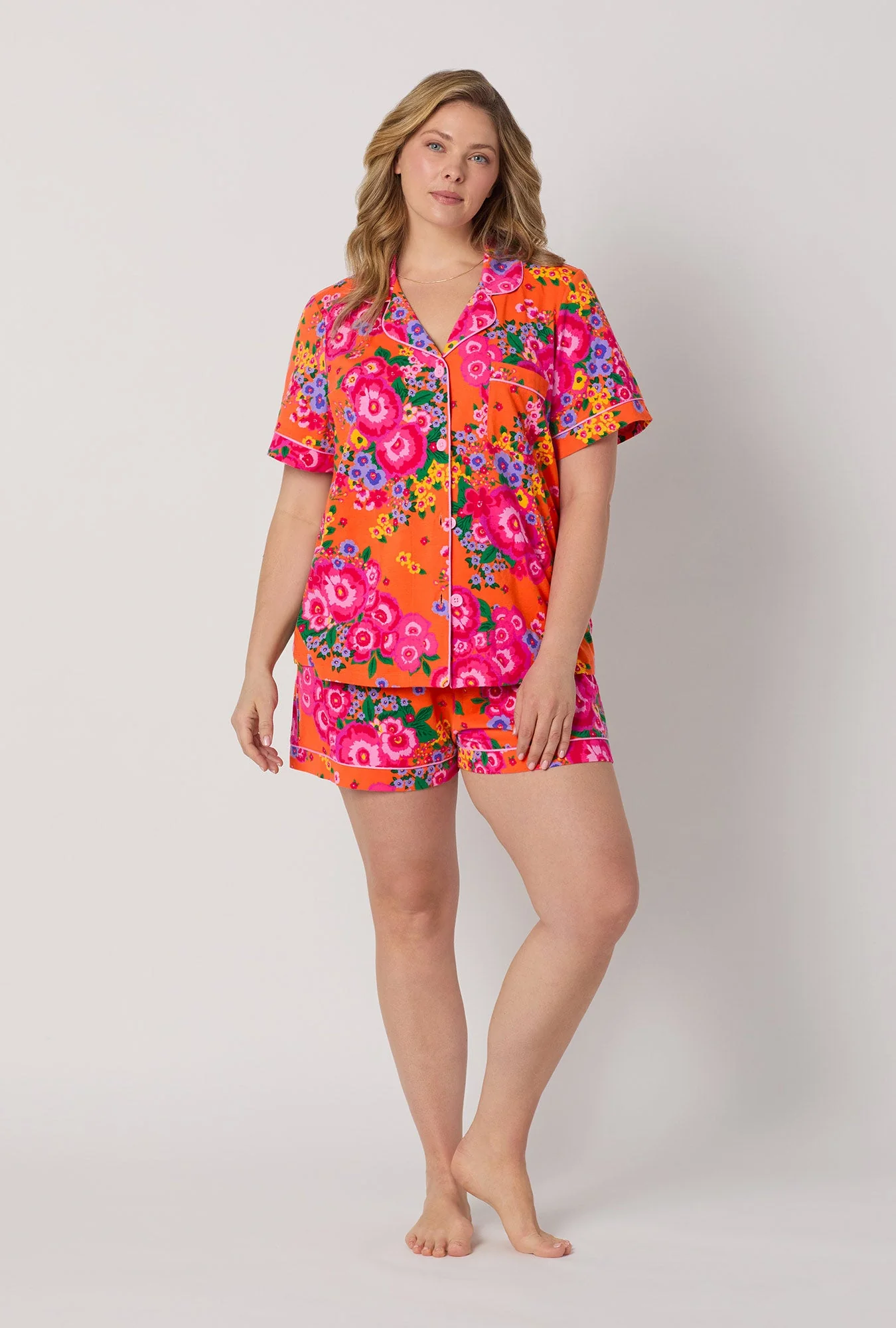 Ravello Blooms Short Sleeve Classic Shorty Stretch Jersey Pj Set - Image 6