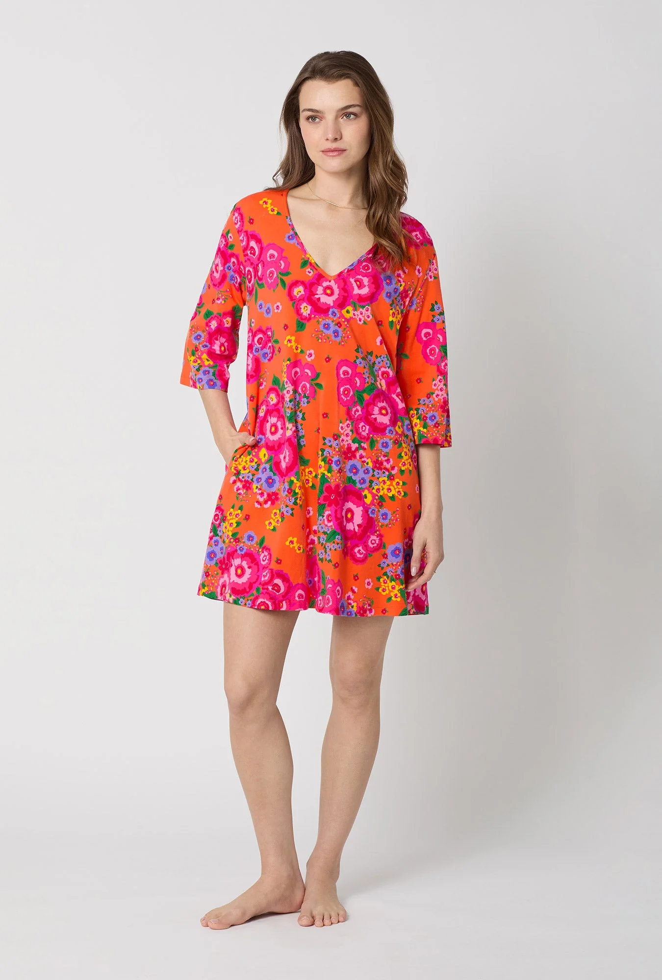 Ravello Blooms Stretch Jersey Sleep Dress