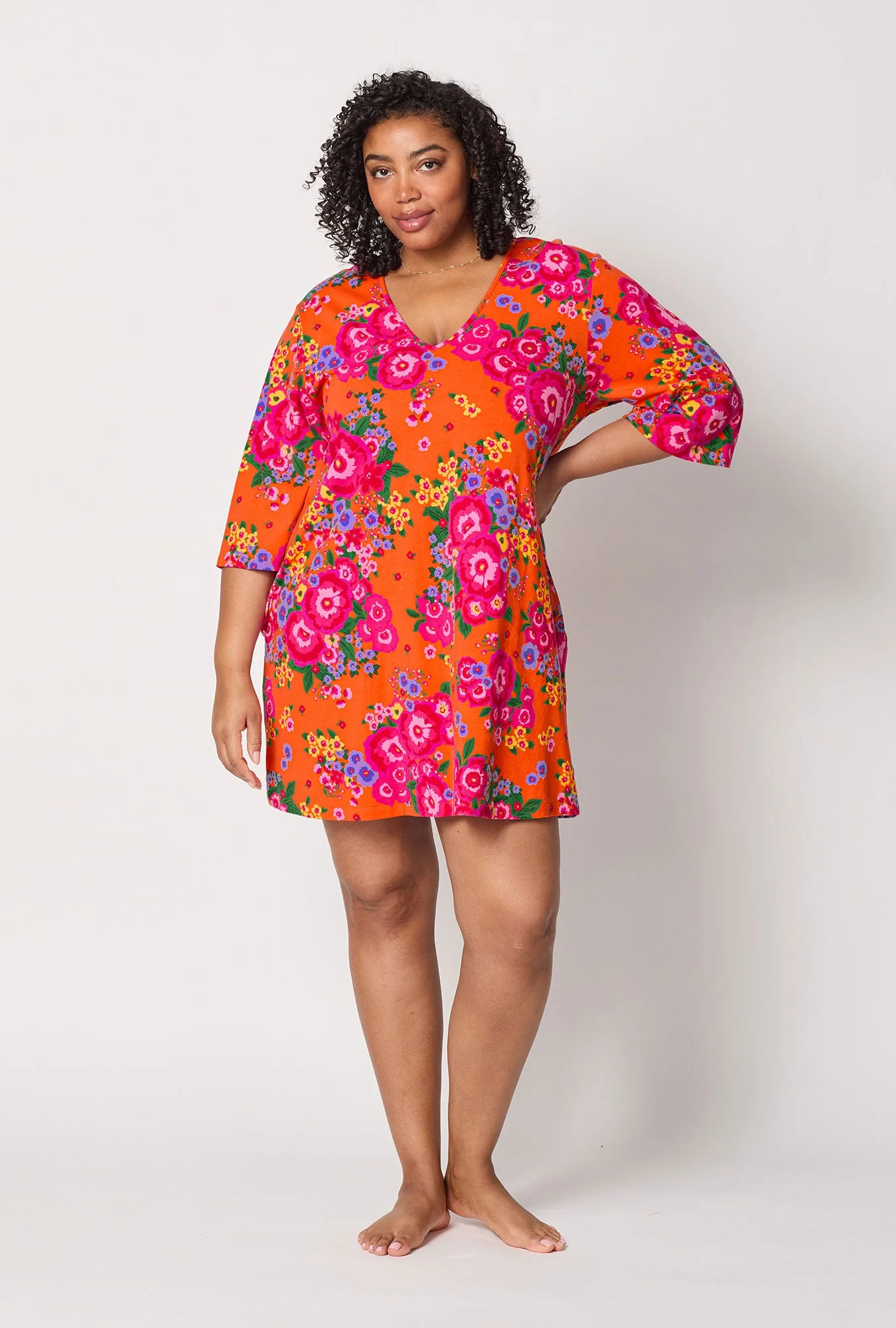 Ravello Blooms Stretch Jersey Sleep Dress - Image 5