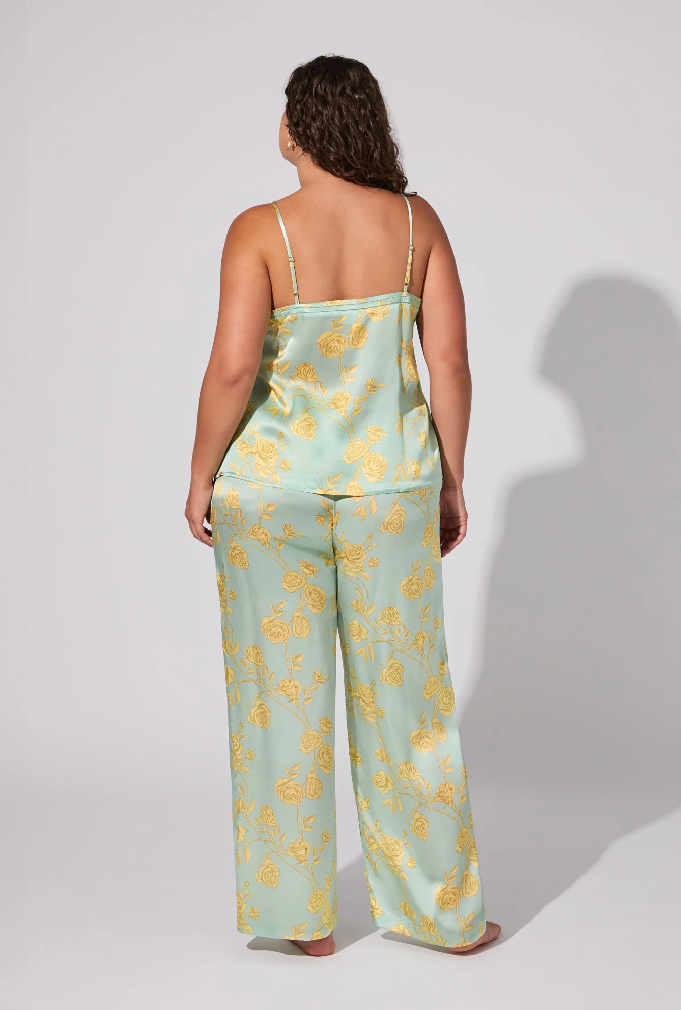 Royal Roses Cami Top Woven Washable Silk Satin Long PJ Set - Image 7