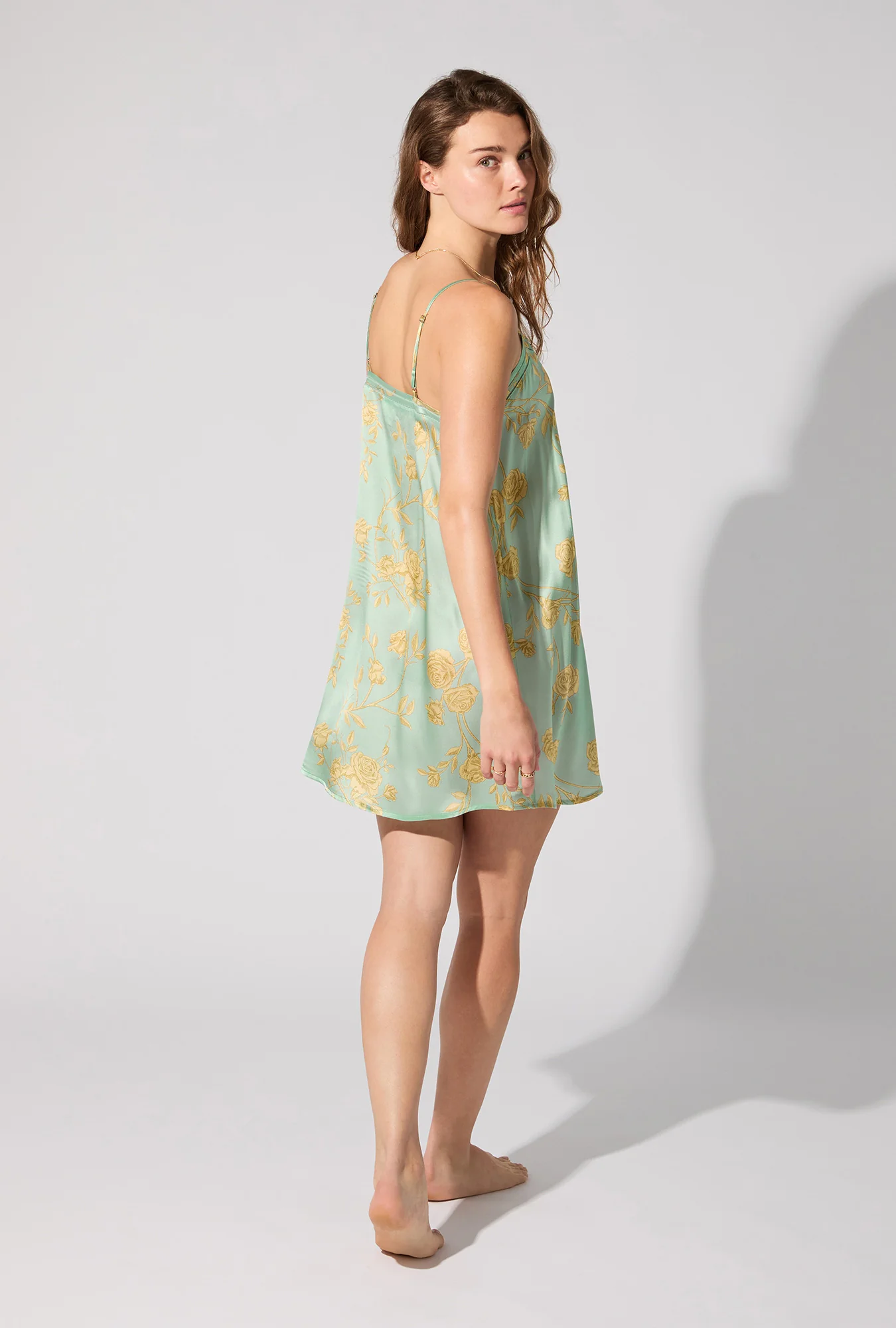 Royal Roses Woven Washable Silk Satin Chemise - Image 4