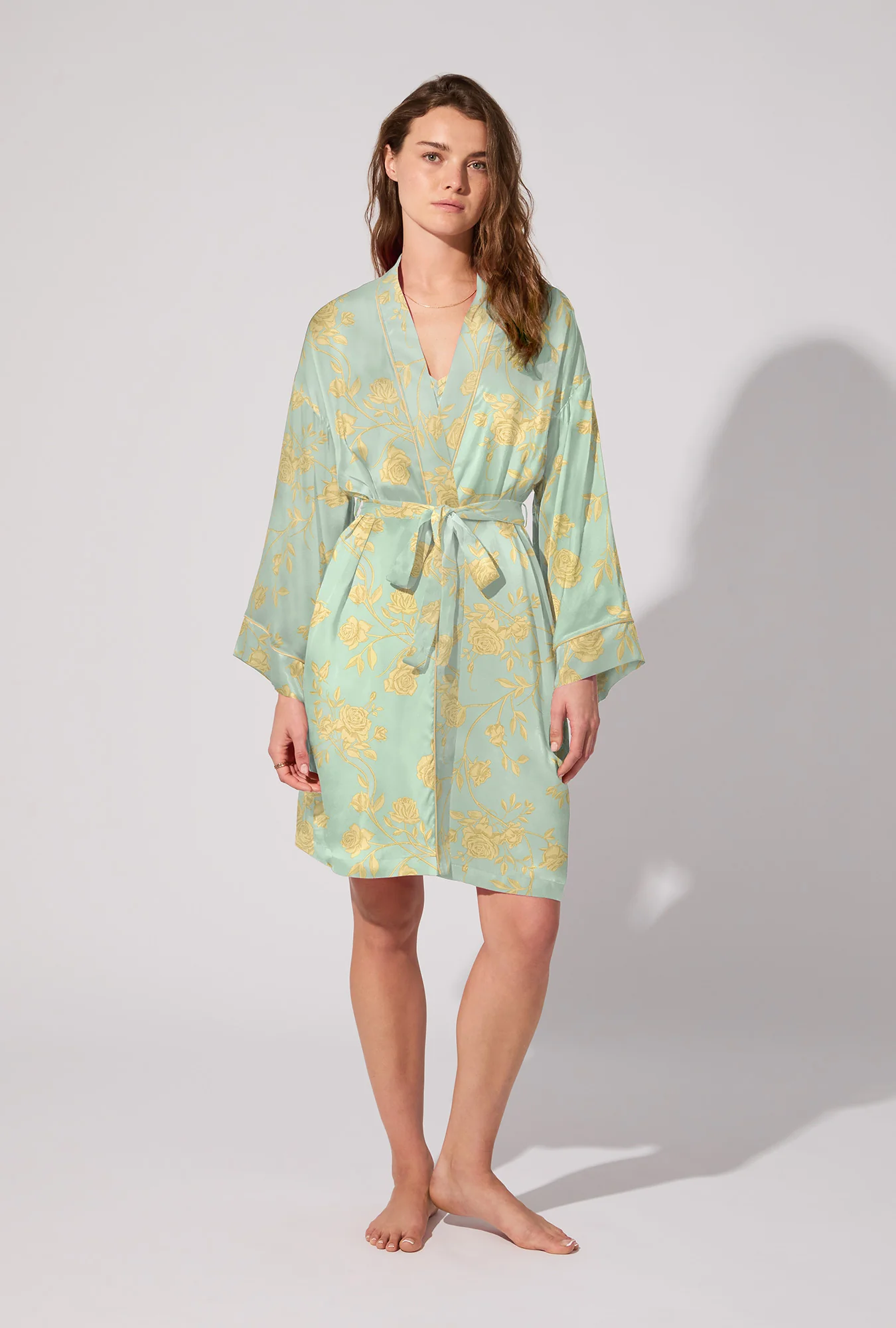 Royal Roses Woven Washable Silk Satin Robe