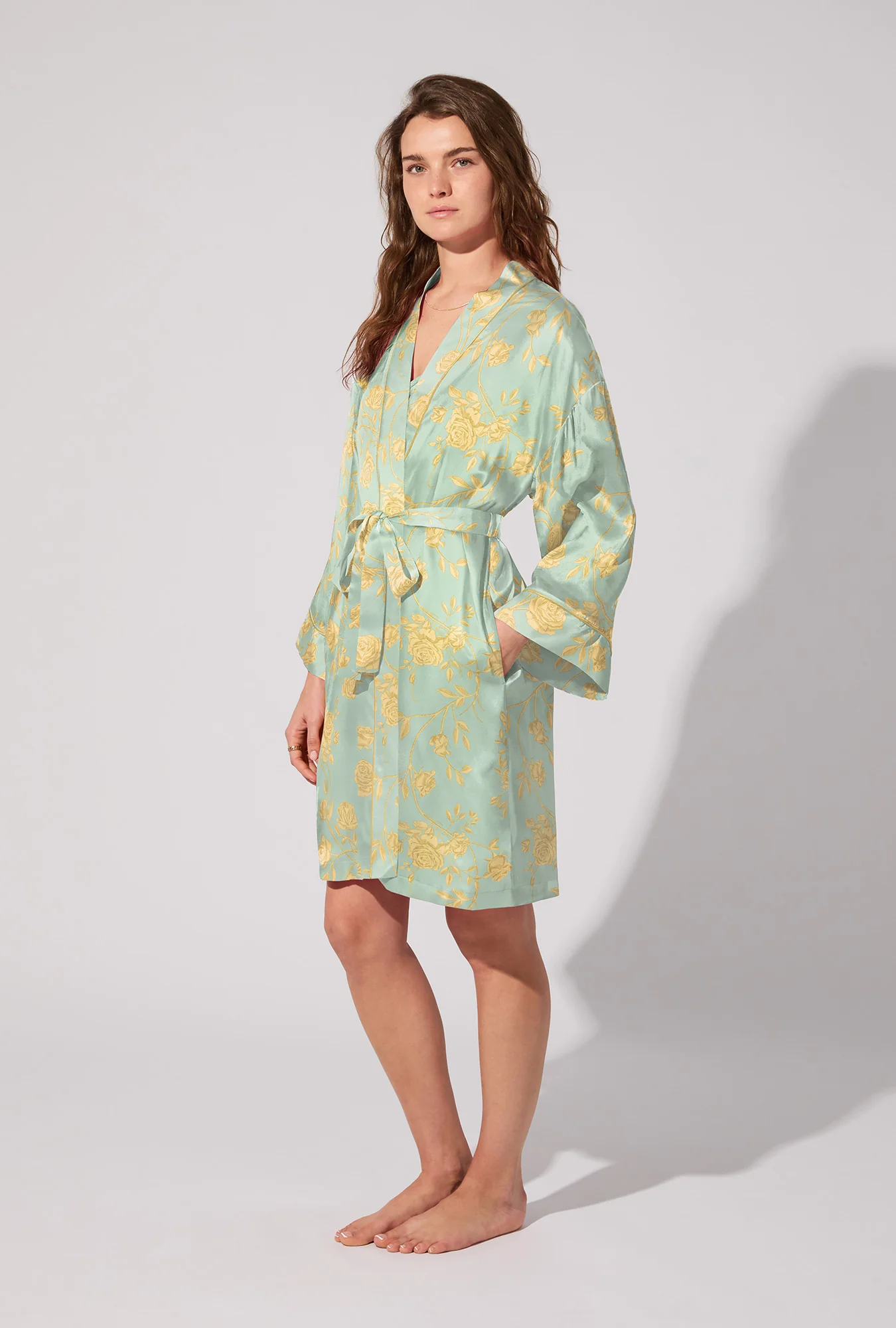 Royal Roses Woven Washable Silk Satin Robe - Image 2