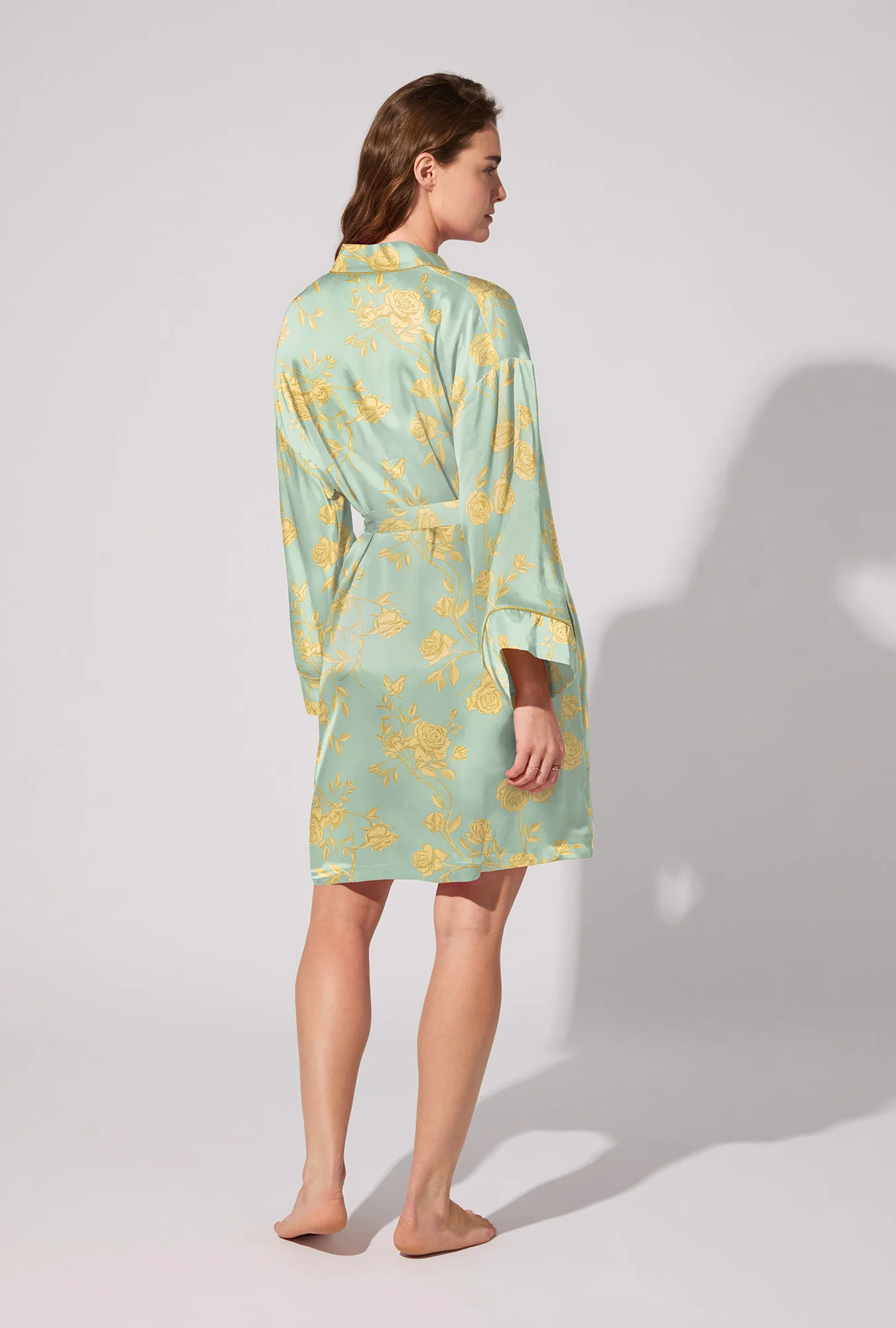 Royal Roses Woven Washable Silk Satin Robe - Image 3