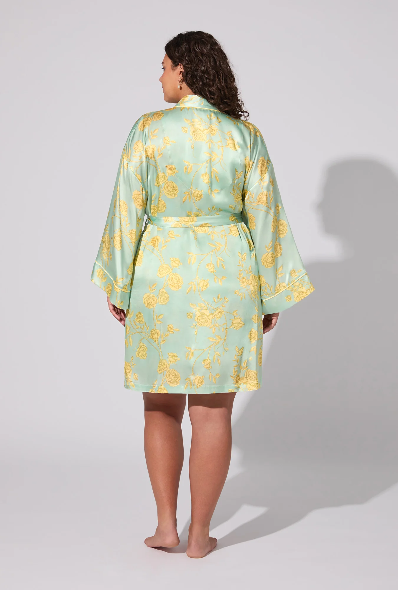 Royal Roses Woven Washable Silk Satin Robe - Image 5