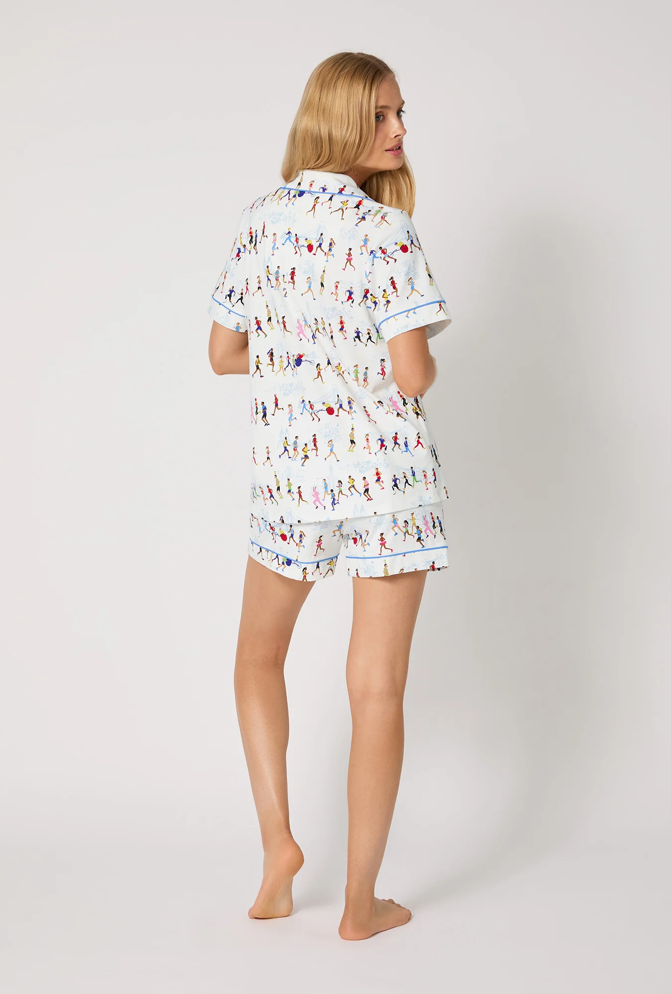 Run NYC Run Short Sleeve Classic Shorty Stretch Jersey Pj Set - Image 3