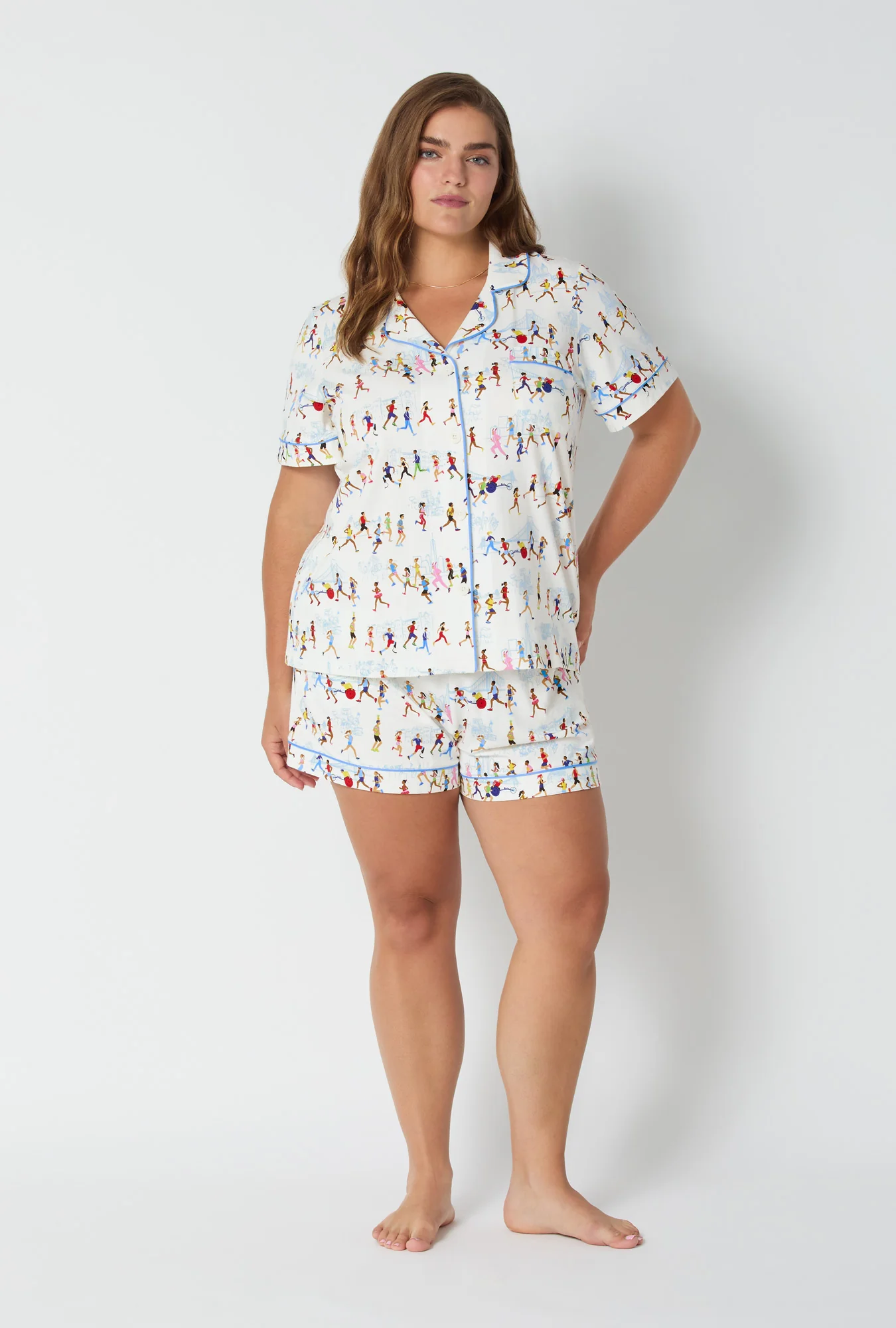 Run NYC Run Short Sleeve Classic Shorty Stretch Jersey Pj Set - Image 6